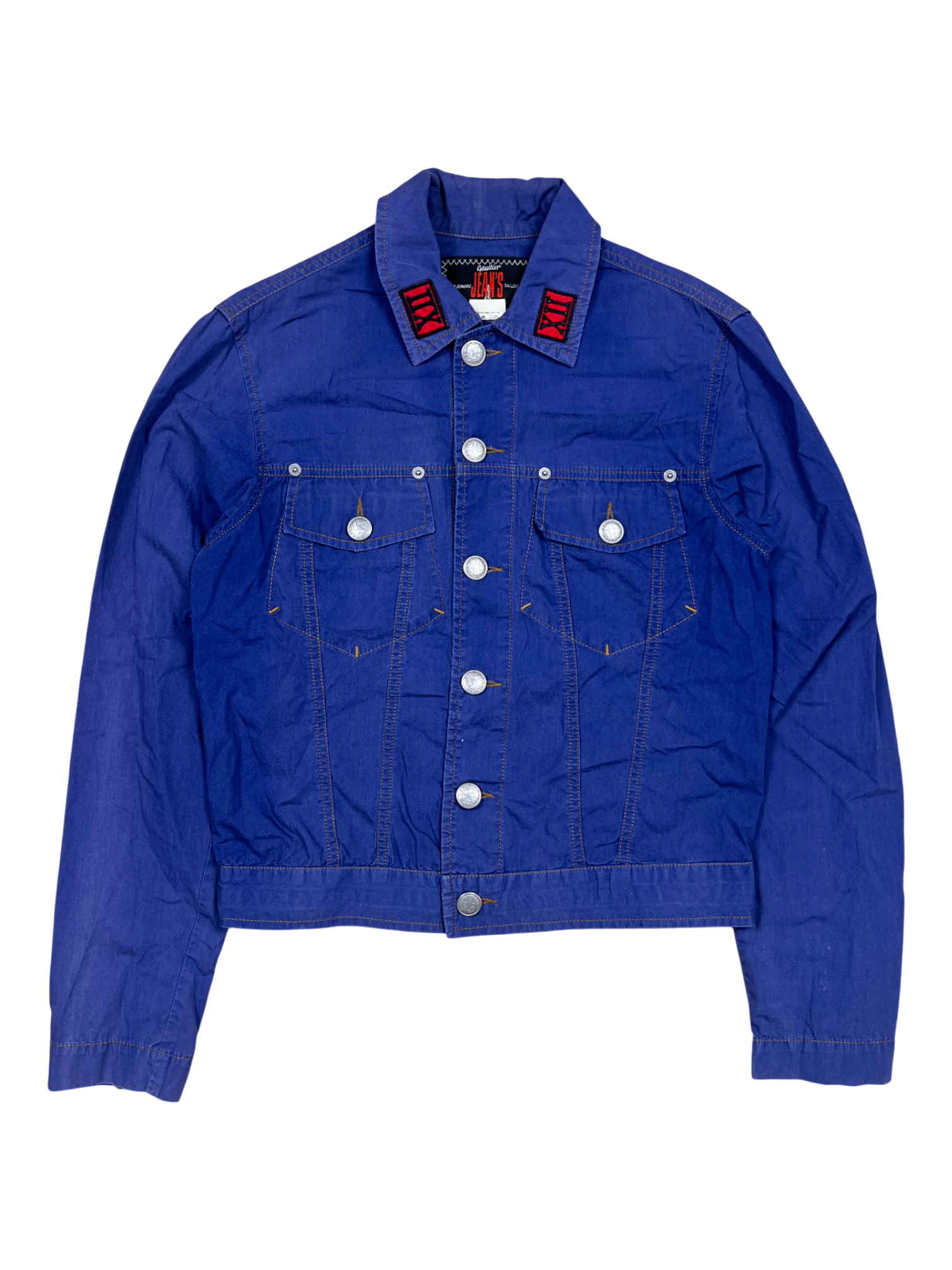 Jean Paul Gaultier Denim Jacket Blue 90's Buttons - cloakerstore