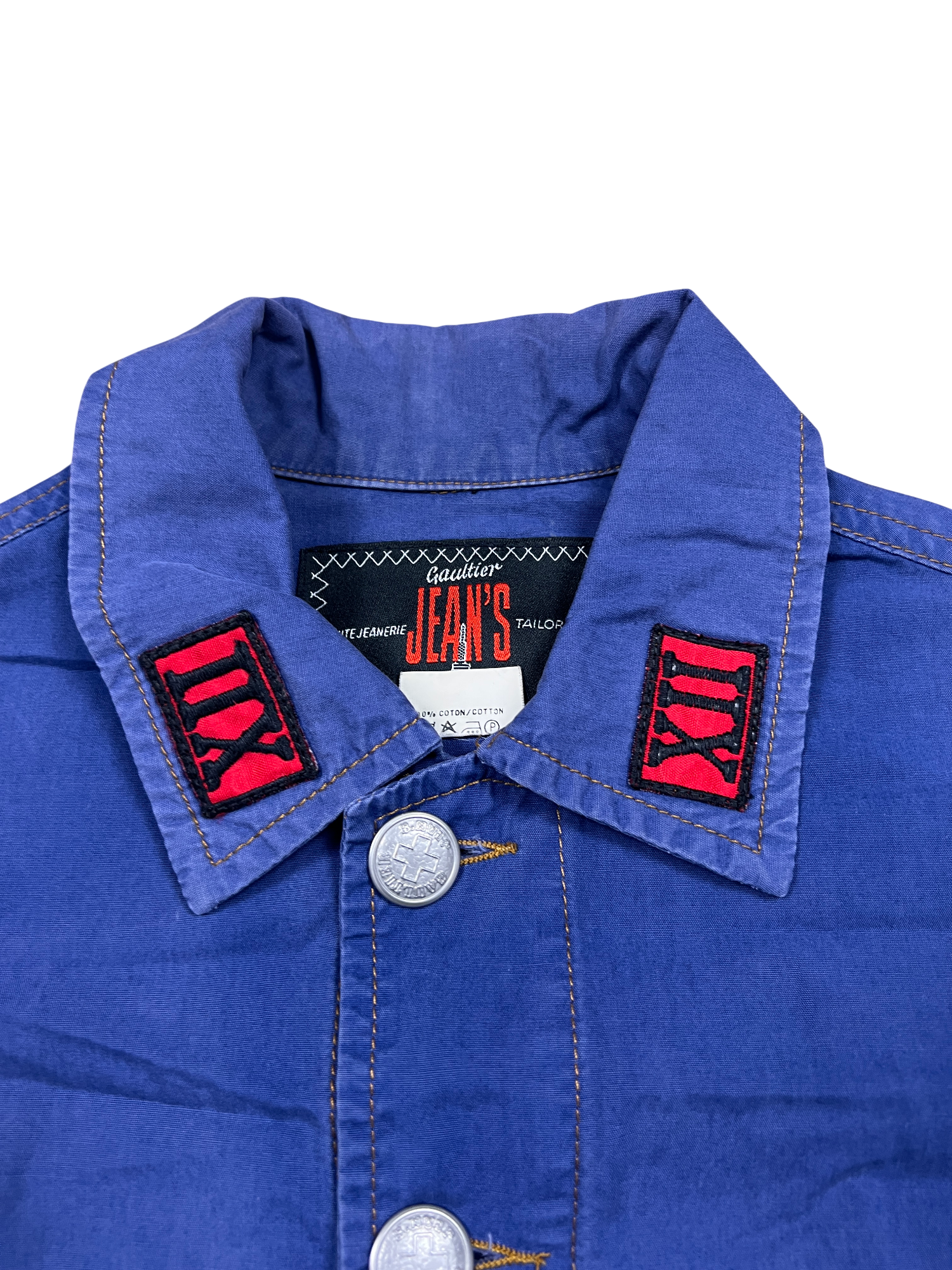 Jean Paul Gaultier Denim Jacket Blue 90's Buttons - cloakerstore