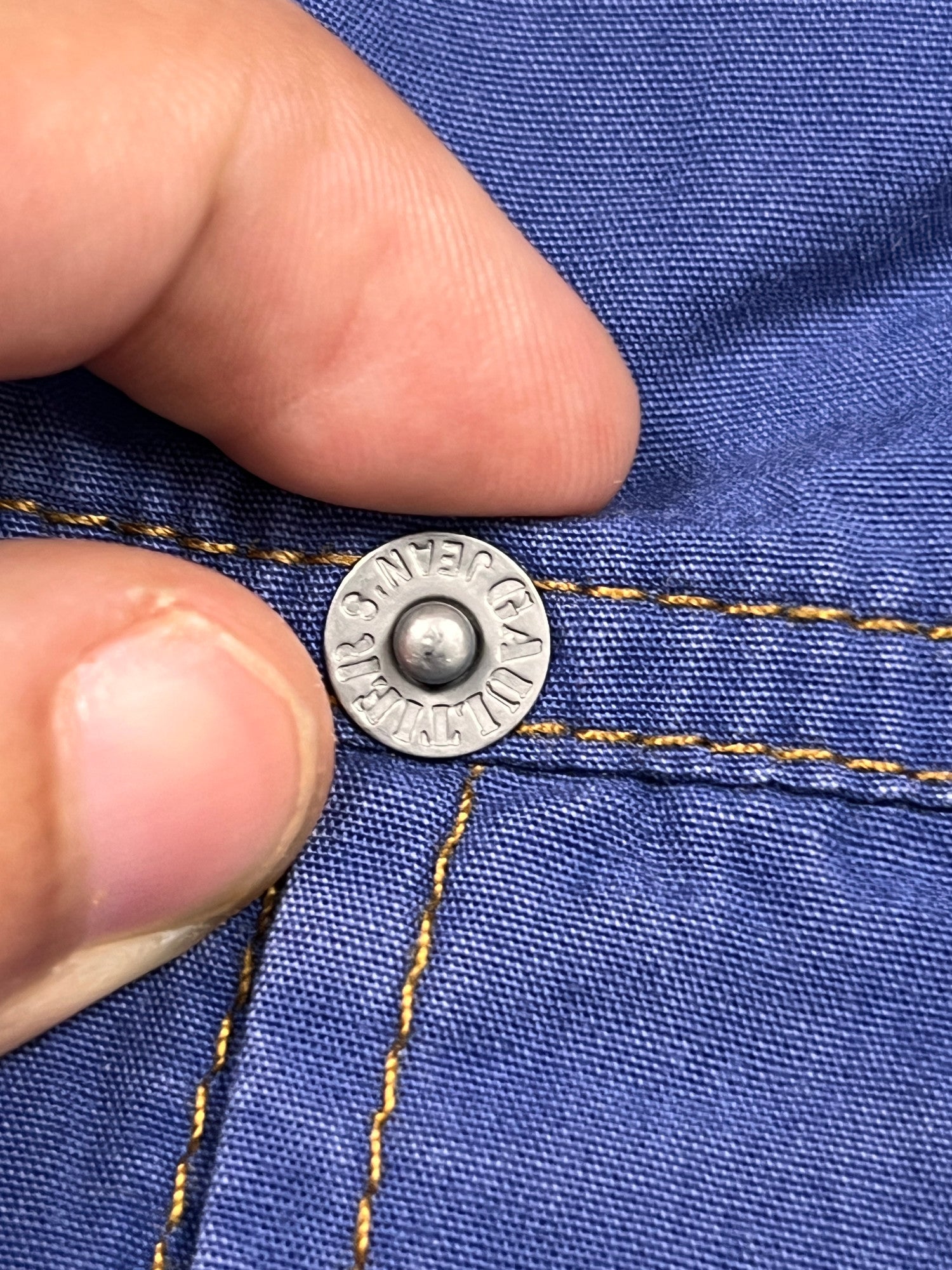Jean Paul Gaultier Denim Jacket Blue 90's Buttons - cloakerstore
