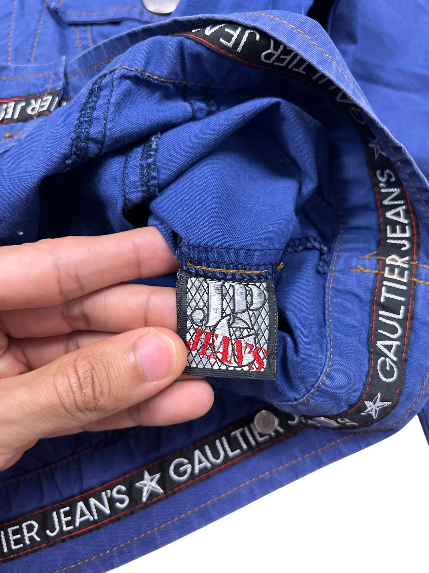 Jean Paul Gaultier Denim Jacket Blue 90's Buttons - cloakerstore