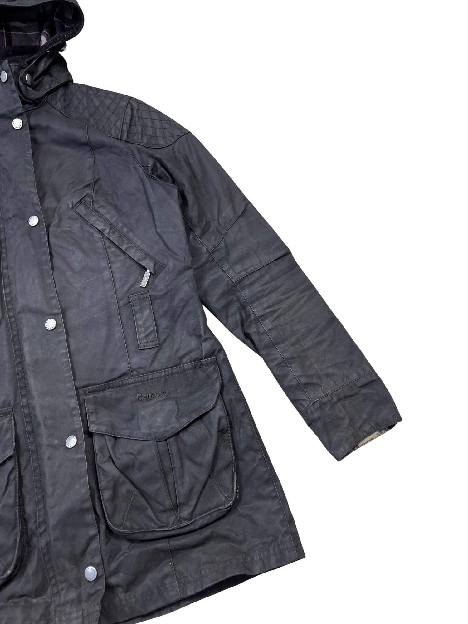 Barbour Rebel Jacket Black Waxed - cloakerstore