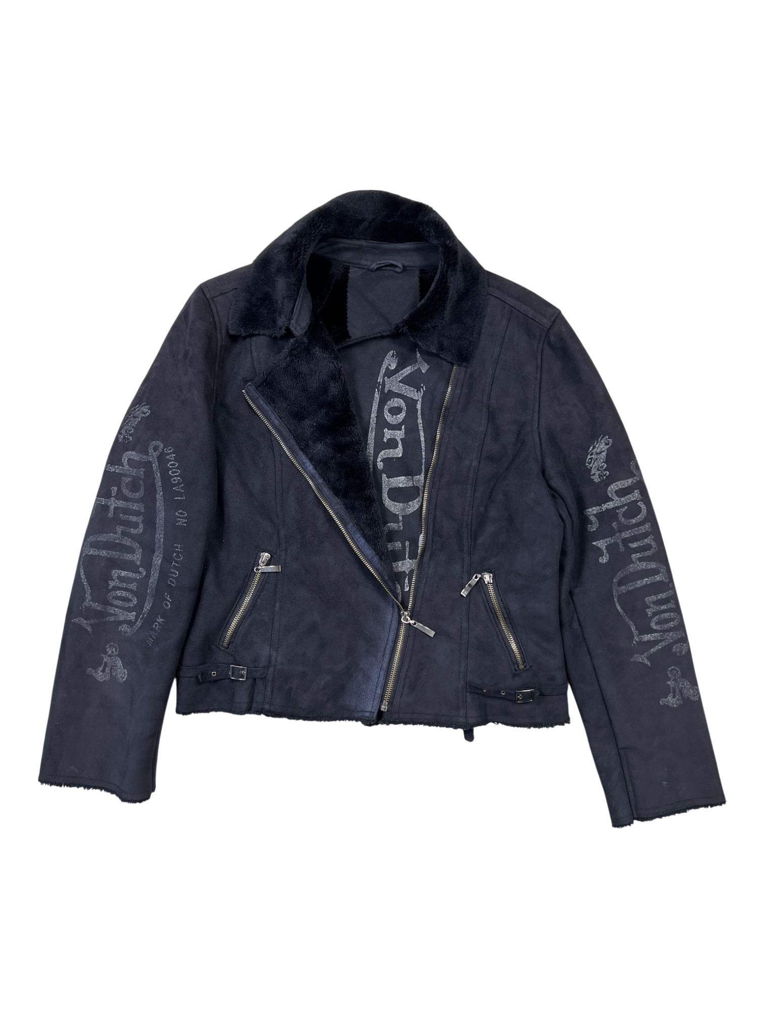 Von Dutch Biker Jacket Sherpa Black - cloakerstore