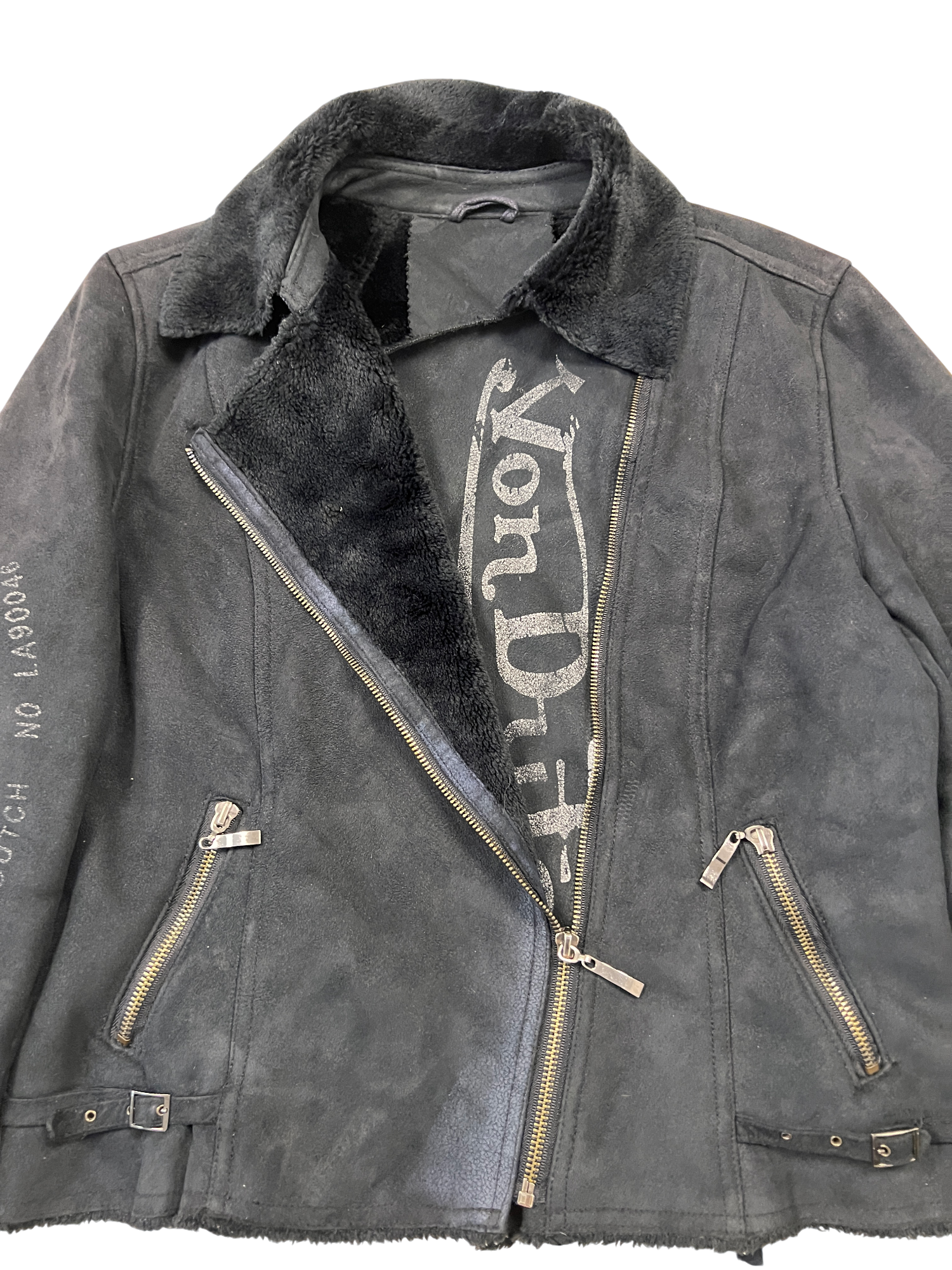 Von Dutch Biker Jacket Sherpa Black - cloakerstore