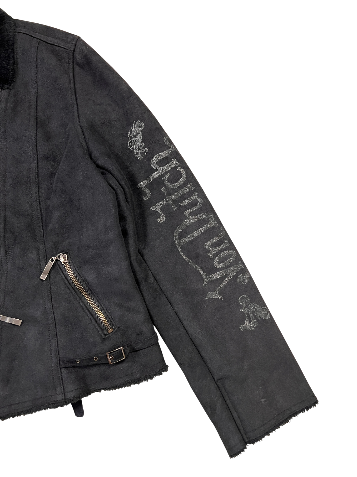 Von Dutch Biker Jacket Sherpa Black - cloakerstore