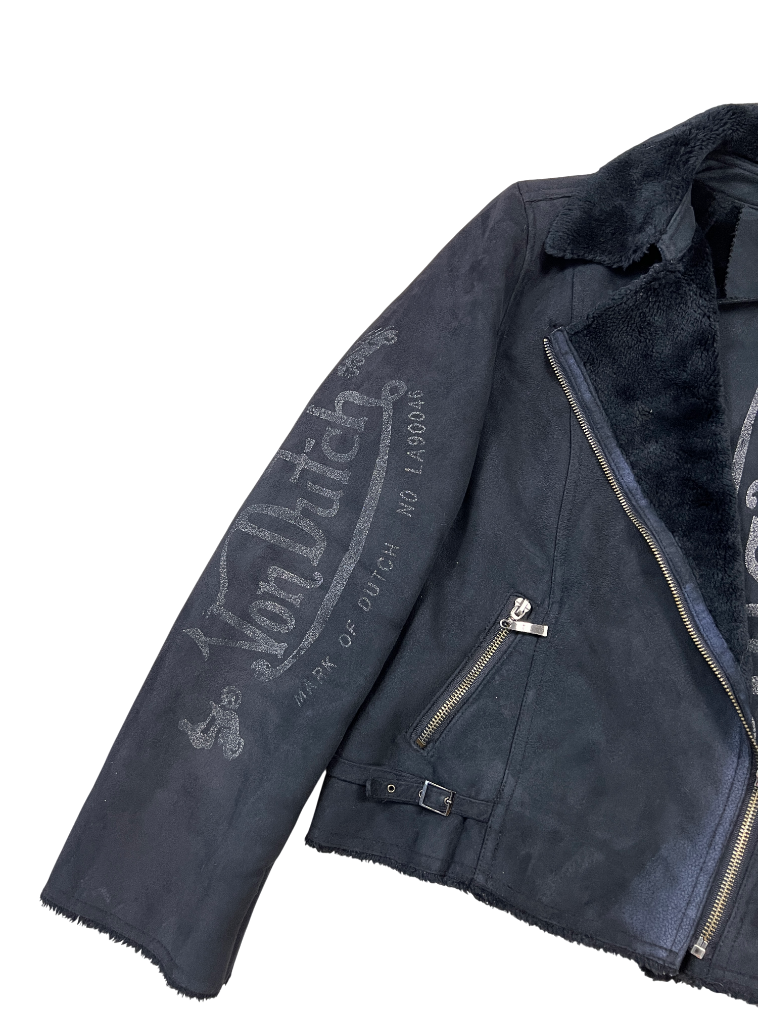 Von Dutch Biker Jacket Sherpa Black - cloakerstore