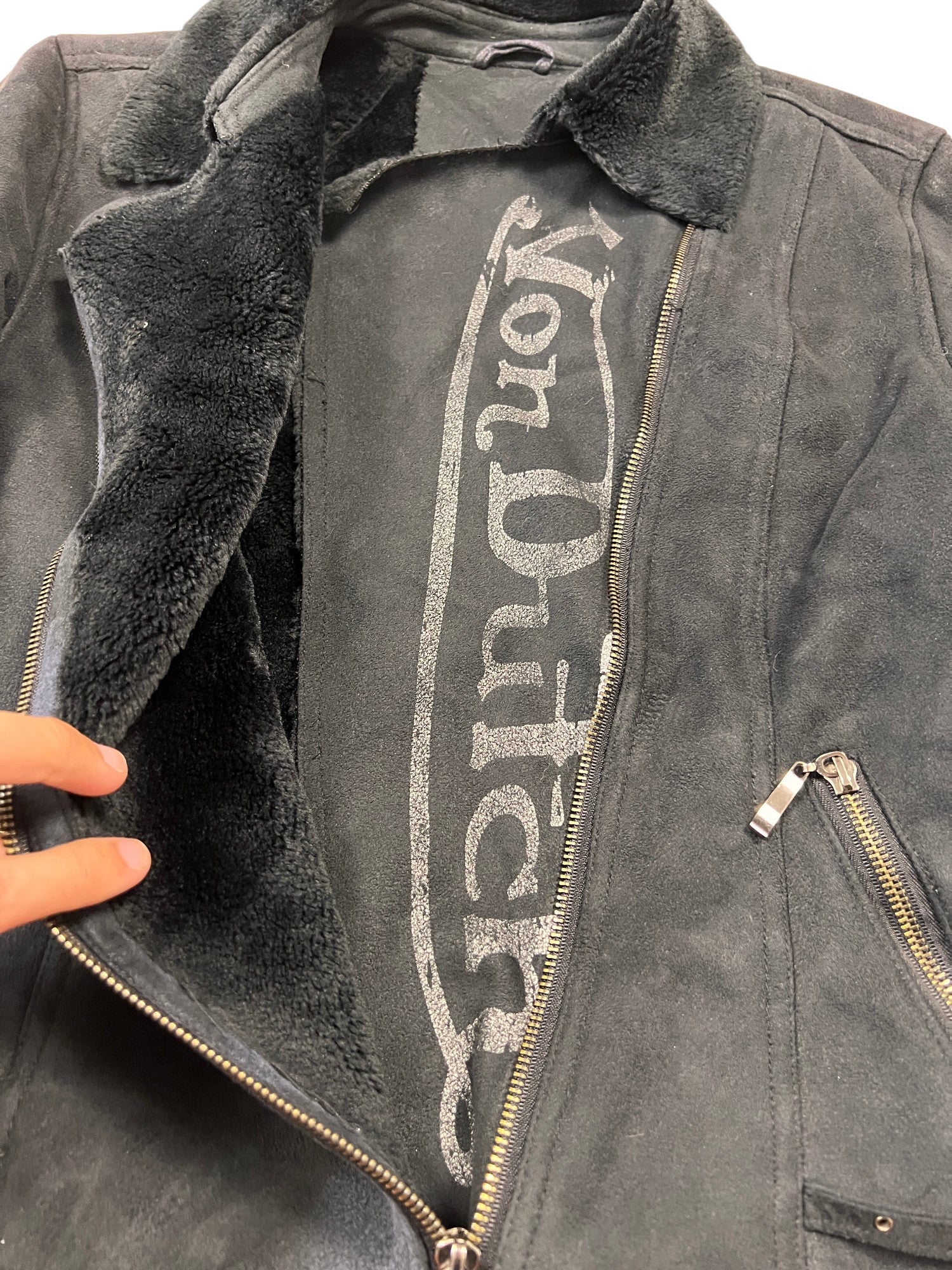 Von Dutch Biker Jacket Sherpa Black - cloakerstore