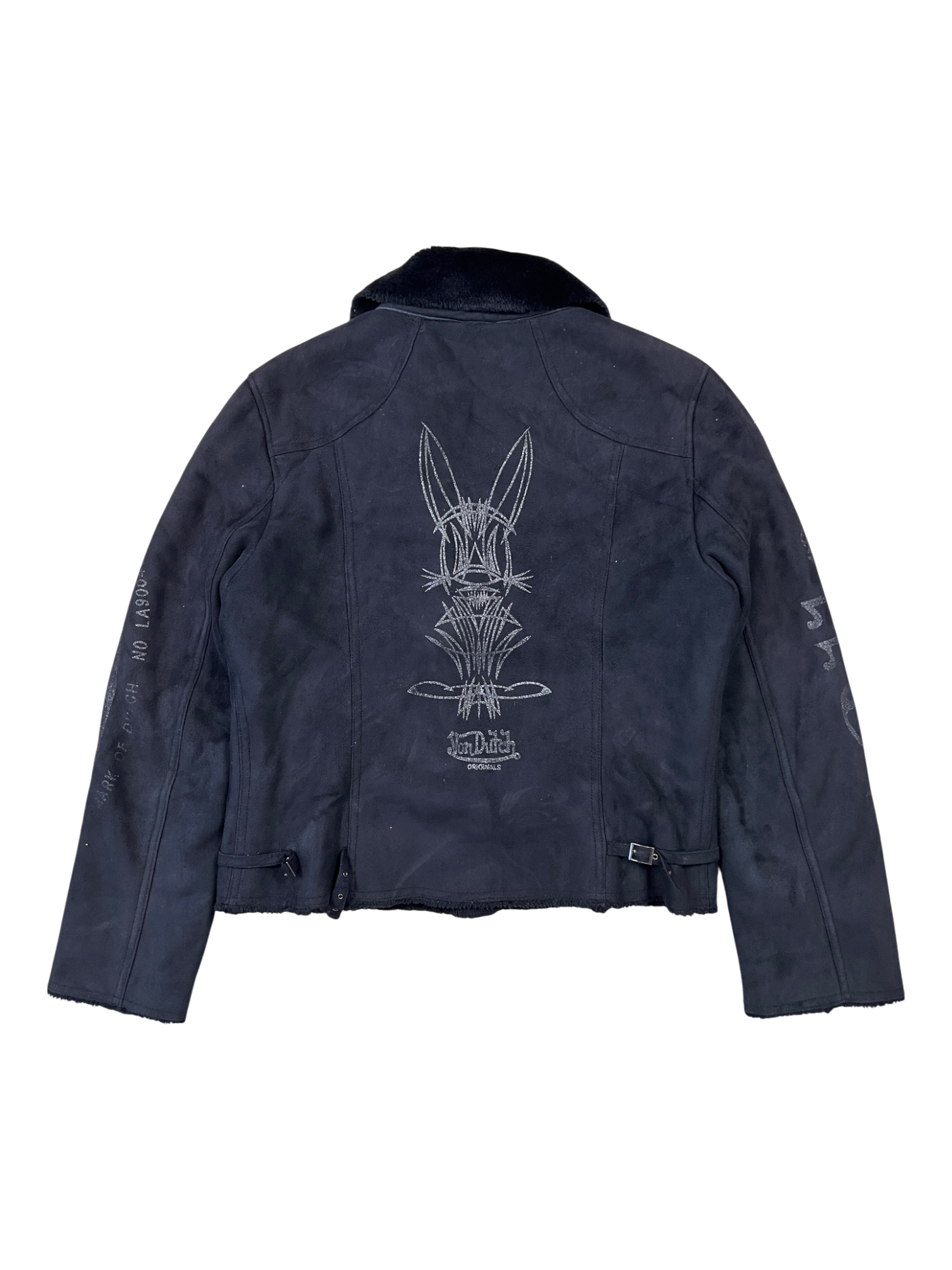 Von Dutch Biker Jacket Sherpa Black - cloakerstore