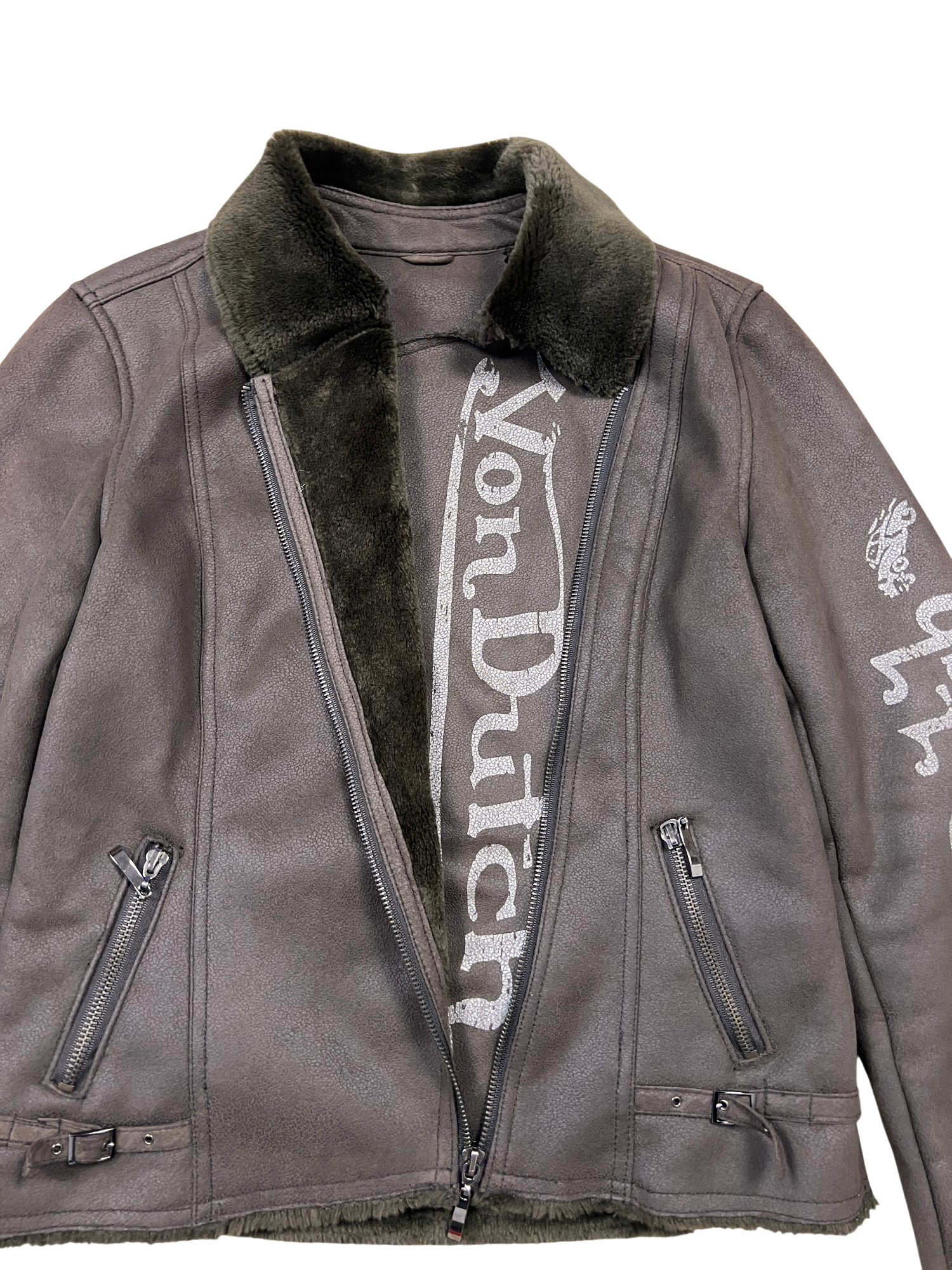 Von Dutch Biker Jacket Sherpa Brown - cloakerstore