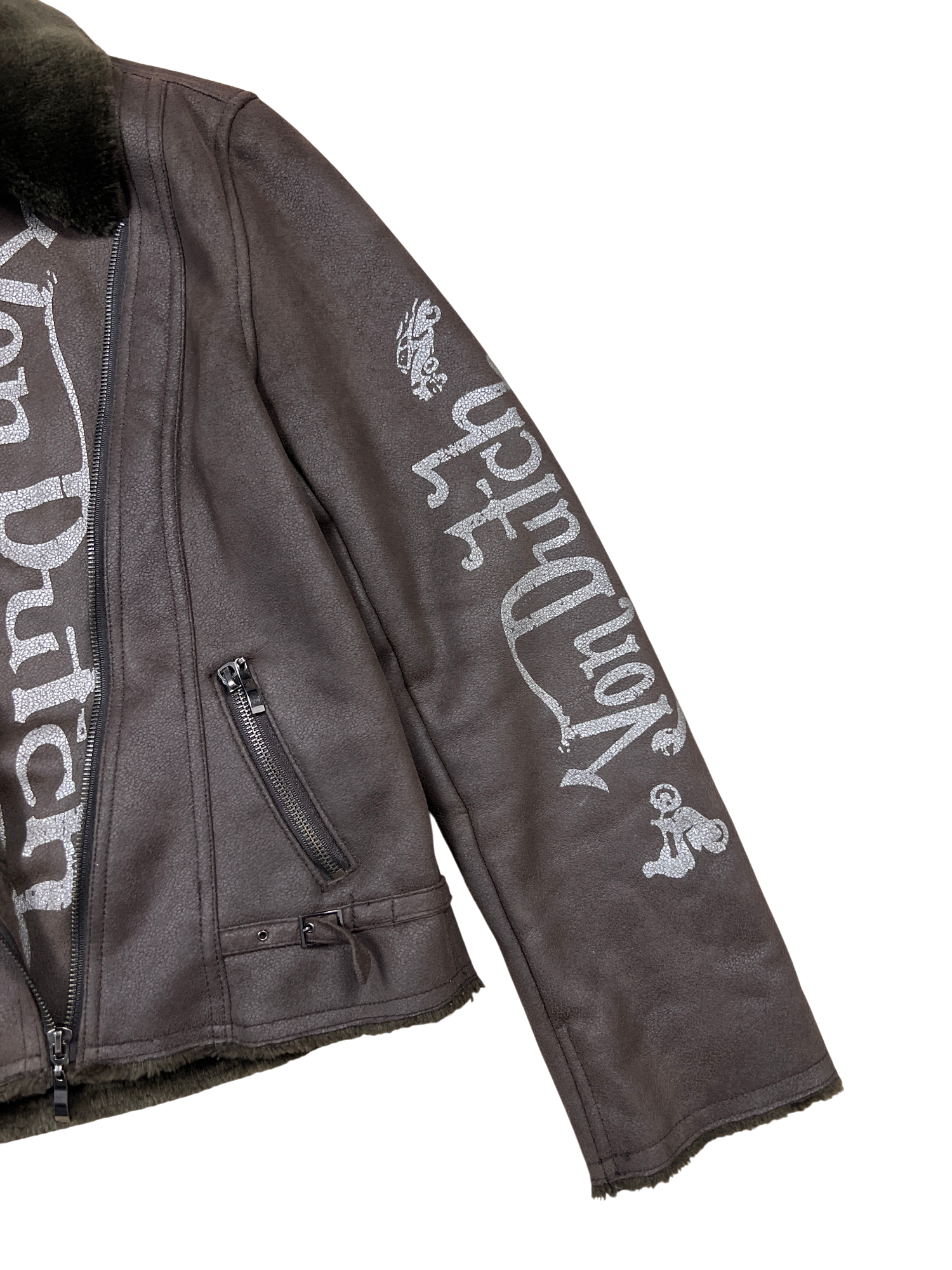 Von Dutch Biker Jacket Sherpa Brown - cloakerstore