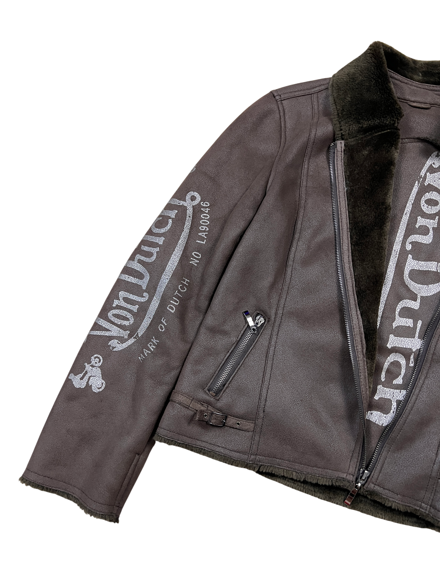 Von Dutch Biker Jacket Sherpa Brown - cloakerstore