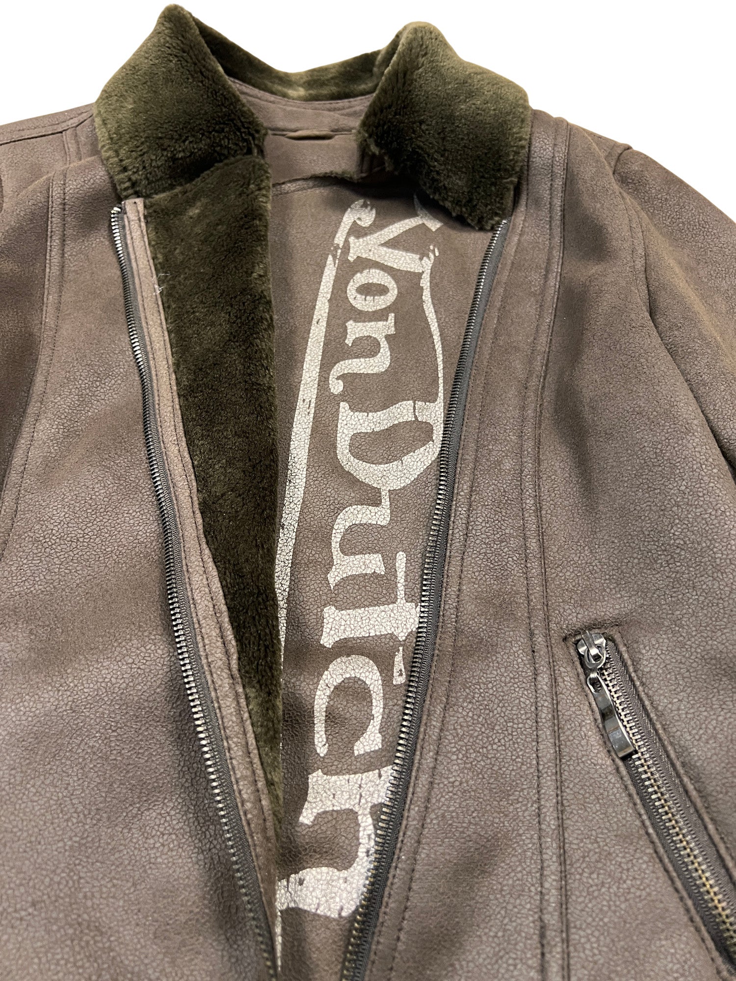 Von Dutch Biker Jacket Sherpa Brown - cloakerstore