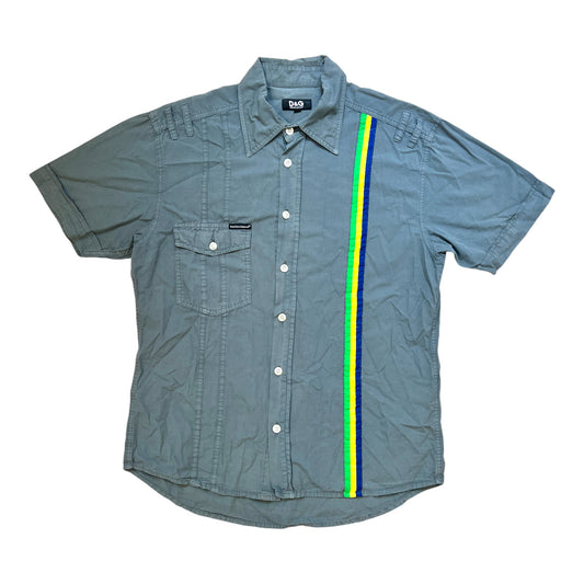 D&G Brazil Flag Shirt Vintage Gray with Stripes - cloakerstore