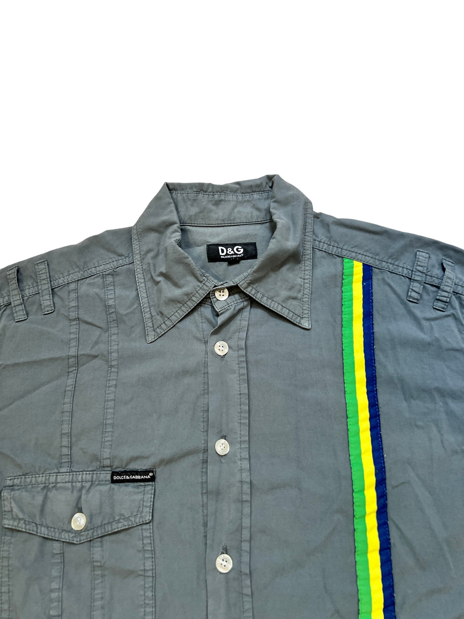D&G Brazil Flag Shirt Vintage Gray with Stripes - cloakerstore