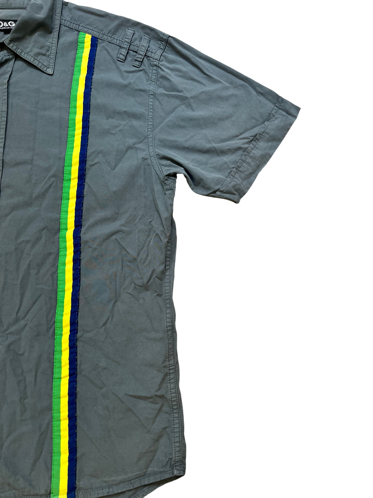 D&G Brazil Flag Shirt Vintage Gray with Stripes - cloakerstore