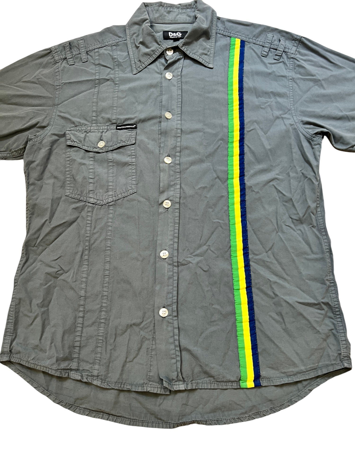 D&G Brazil Flag Shirt Vintage Gray with Stripes - cloakerstore