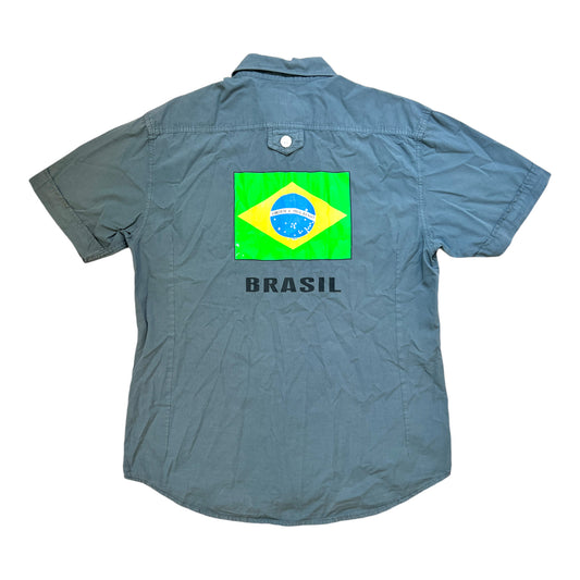 D&G Brazil Flag Shirt Vintage Gray with Stripes - cloakerstore