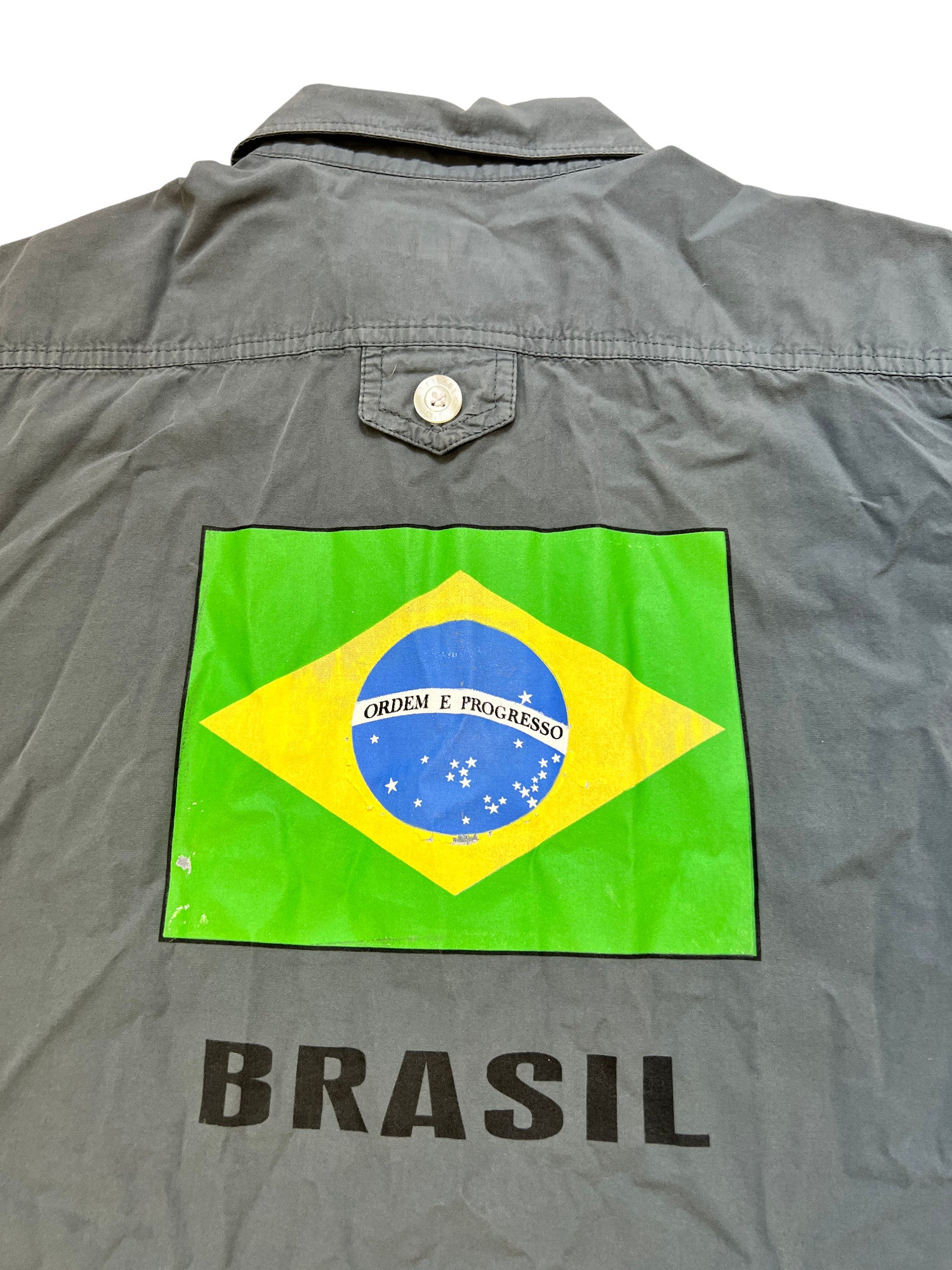 D&G Brazil Flag Shirt Vintage Gray with Stripes - cloakerstore