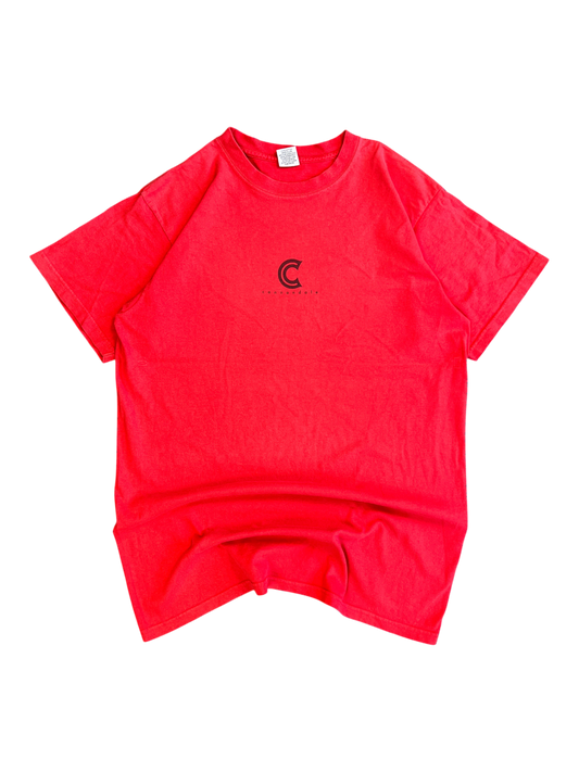 Cannondale Raven tee in red, back with the Cannondale C logo