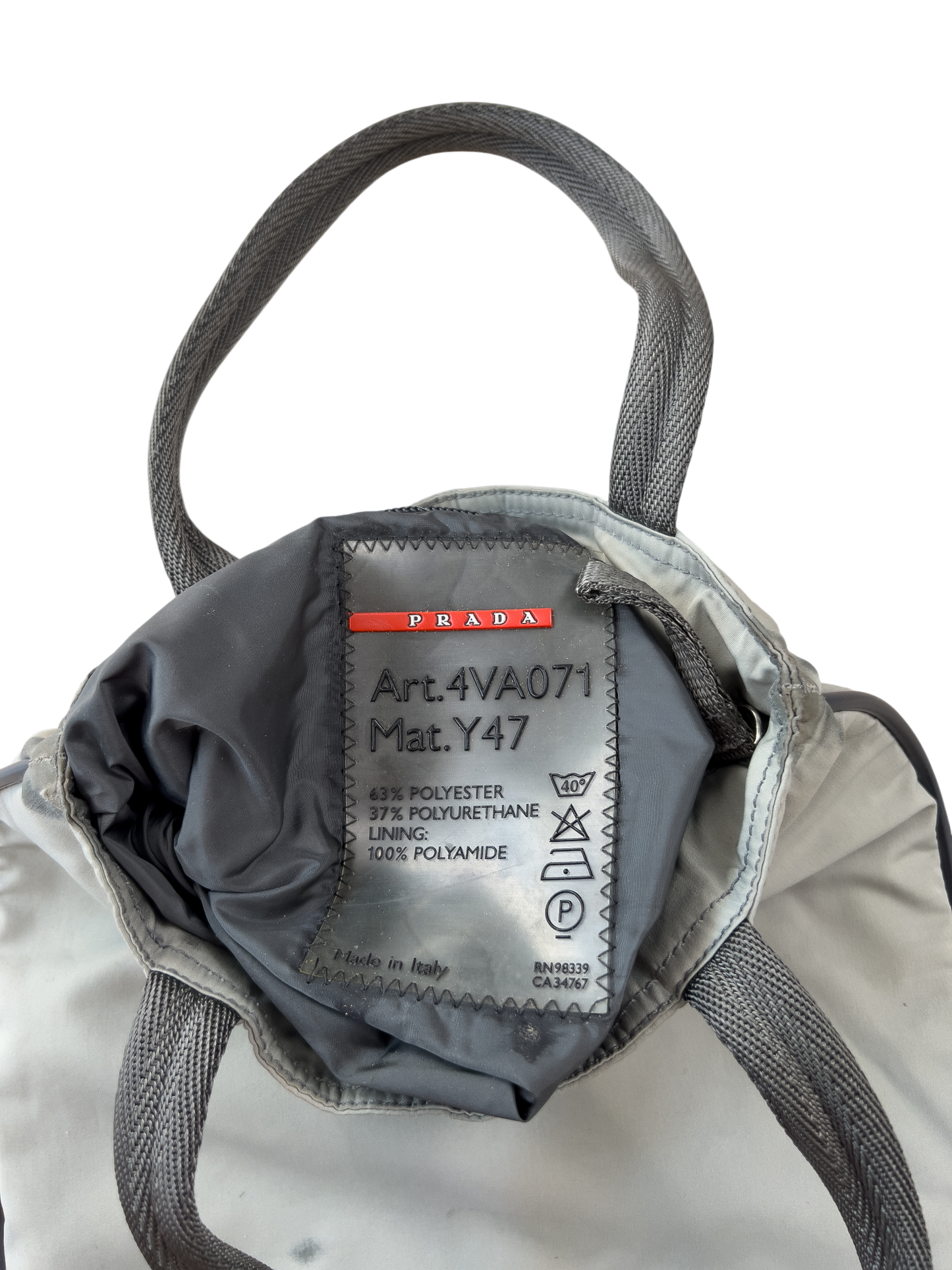Prada Sports Tote Bag Nylon Gray