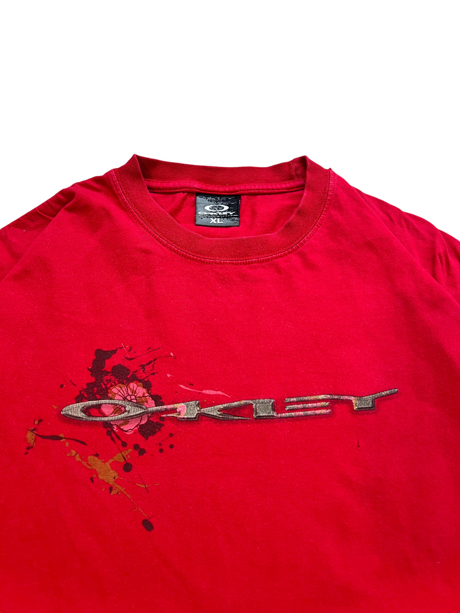 Oakley Vintage T-shirt Heavy Weight Red Big Logo Premium - cloakerstore