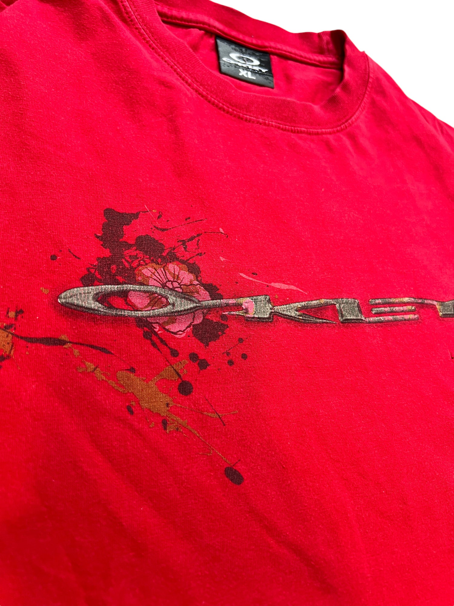 Oakley Vintage T-shirt Heavy Weight Red Big Logo Premium - cloakerstore