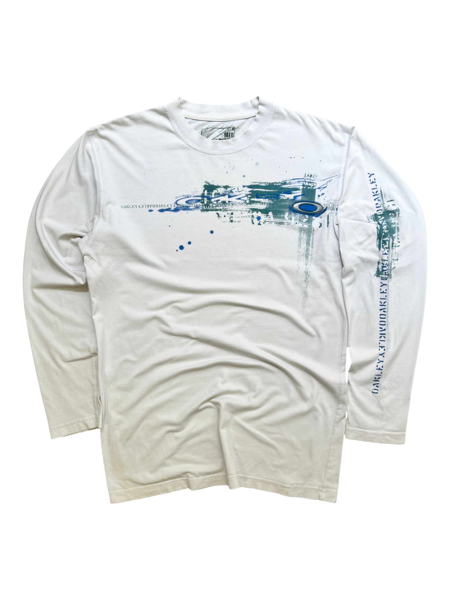 00's Oakley Long Sleeve Metal Logo White - cloakerstore