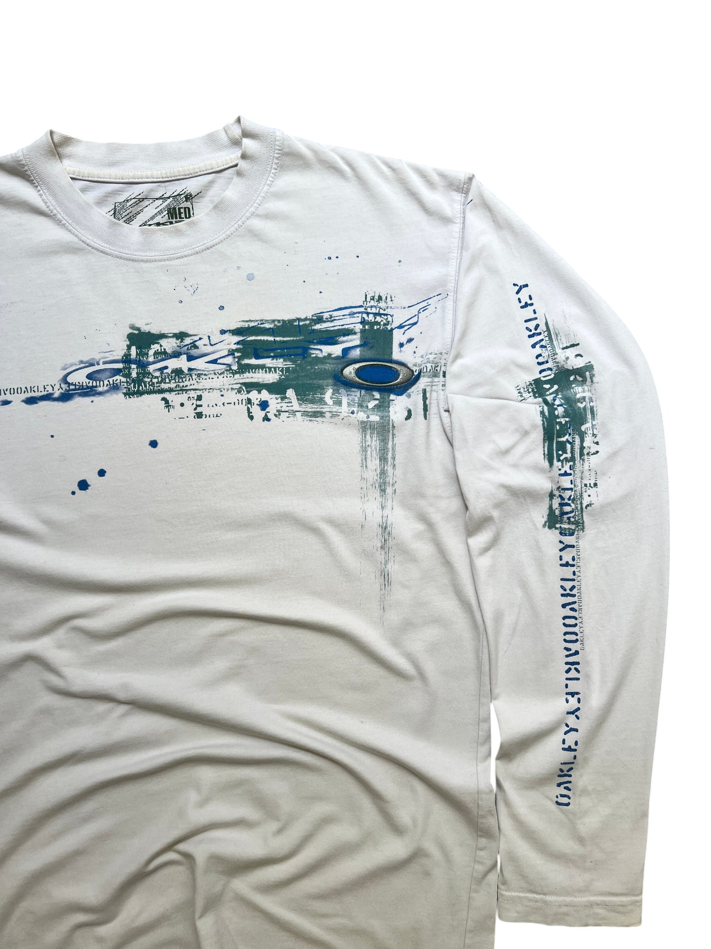 00's Oakley Long Sleeve Metal Logo White - cloakerstore