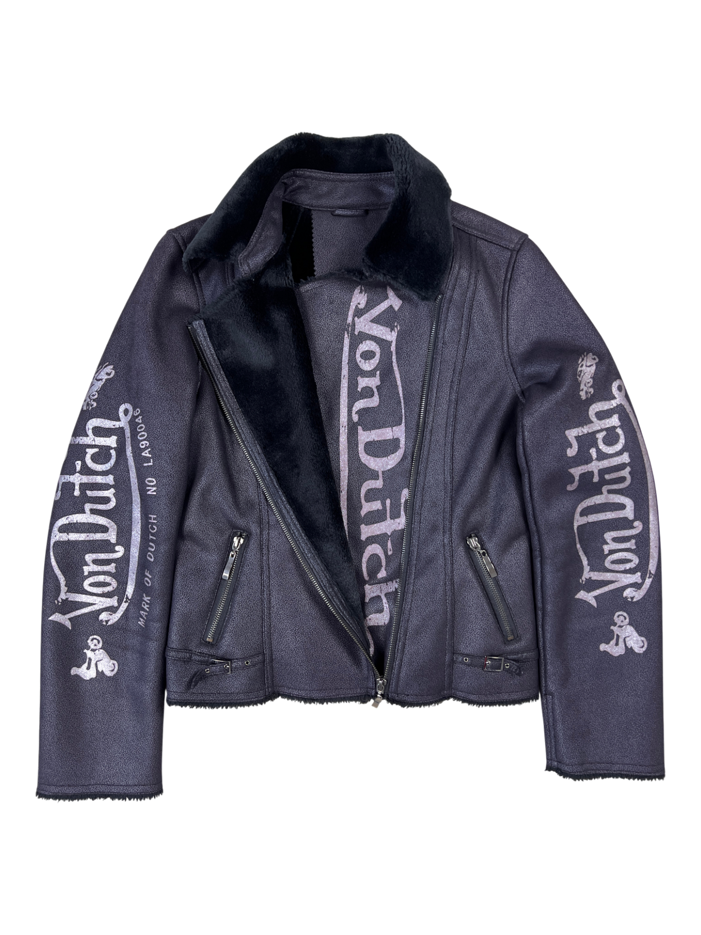 Von Dutch Biker Jacket Vintage Black Wine