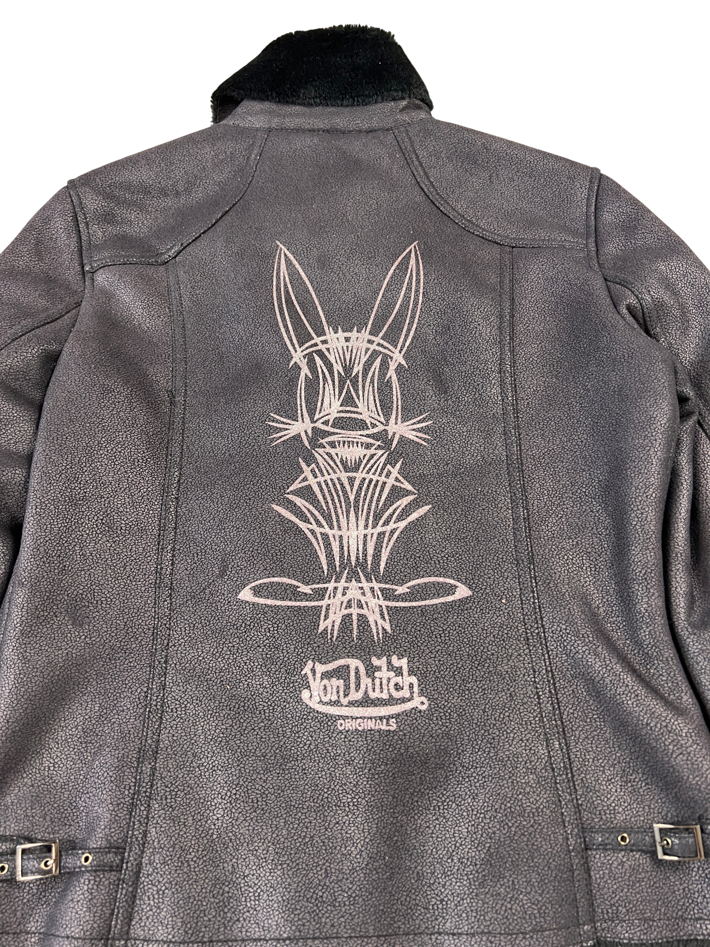 Von Dutch Biker Jacket Vintage Black Wine