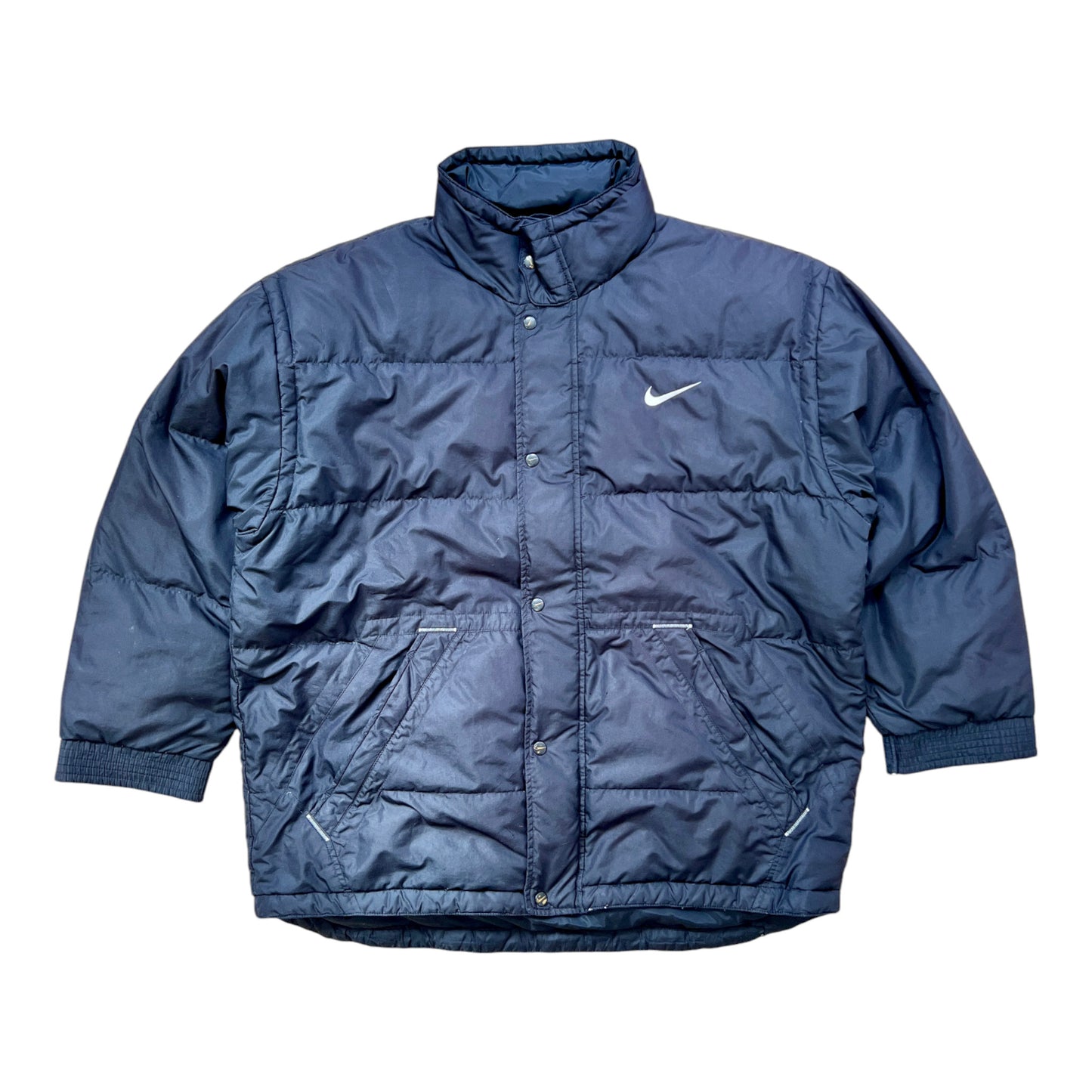 90's Nike Puffer Jacket Dark Blue - cloakerstore