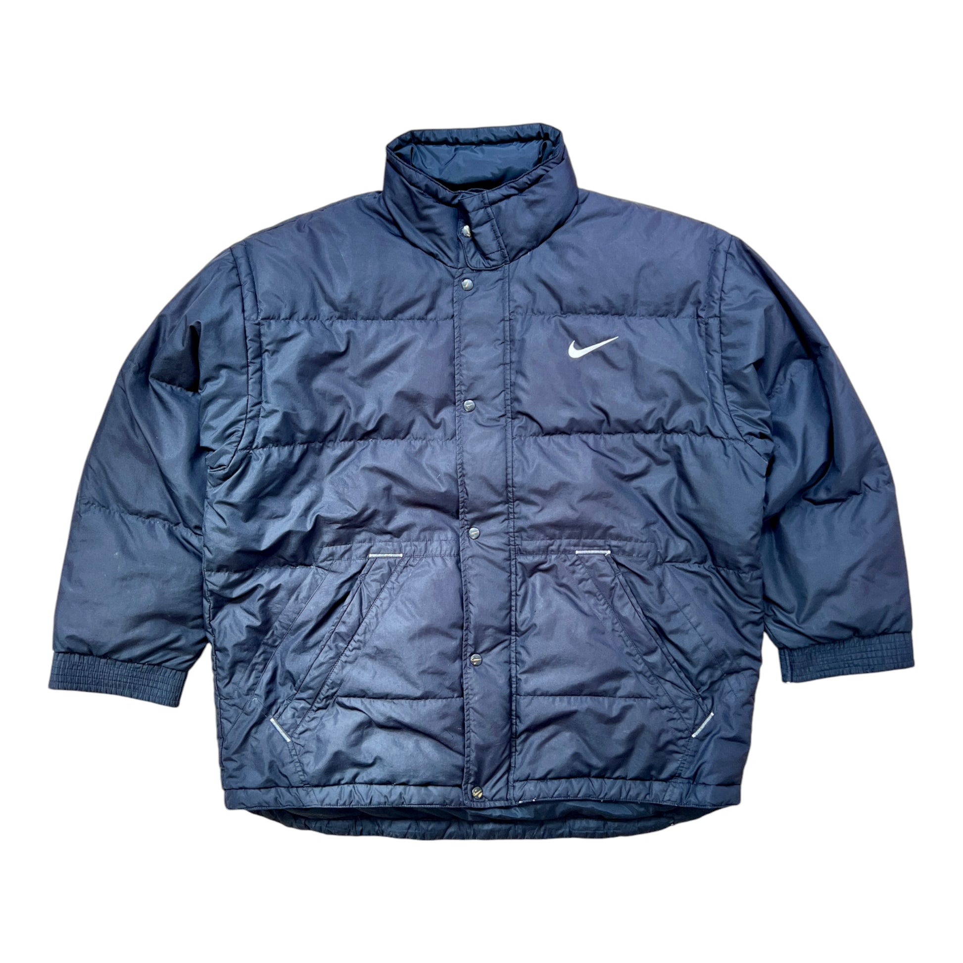 90's Nike Puffer Jacket Dark Blue - cloakerstore
