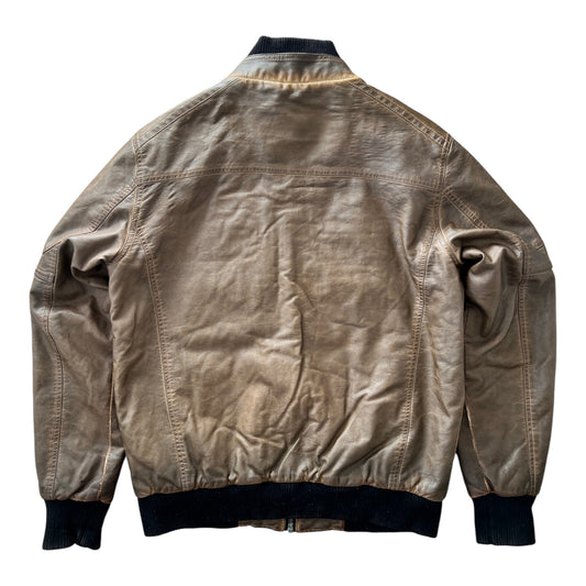 00's Brown Bomber Jacket Vintage Sun Fade Style - cloakerstore
