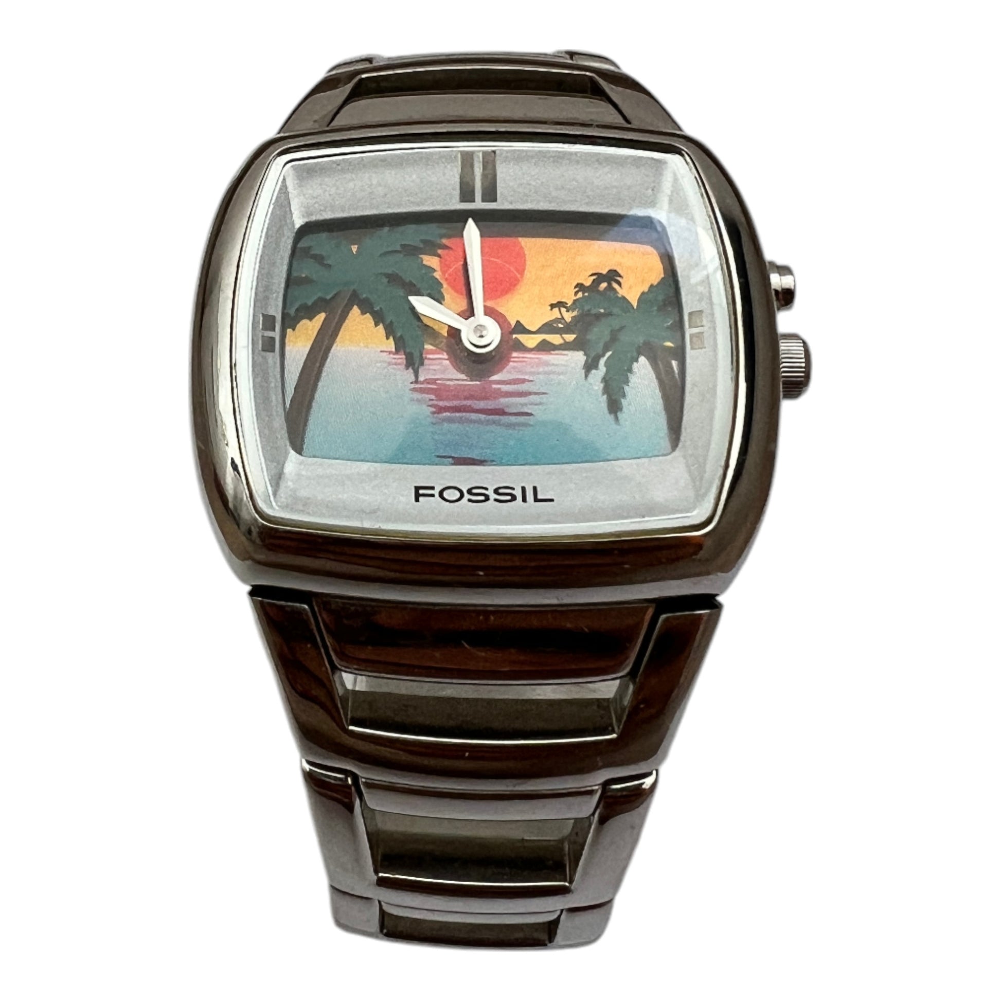 00's Fossil Big Tic Sunset Digital Vintage - cloakerstore