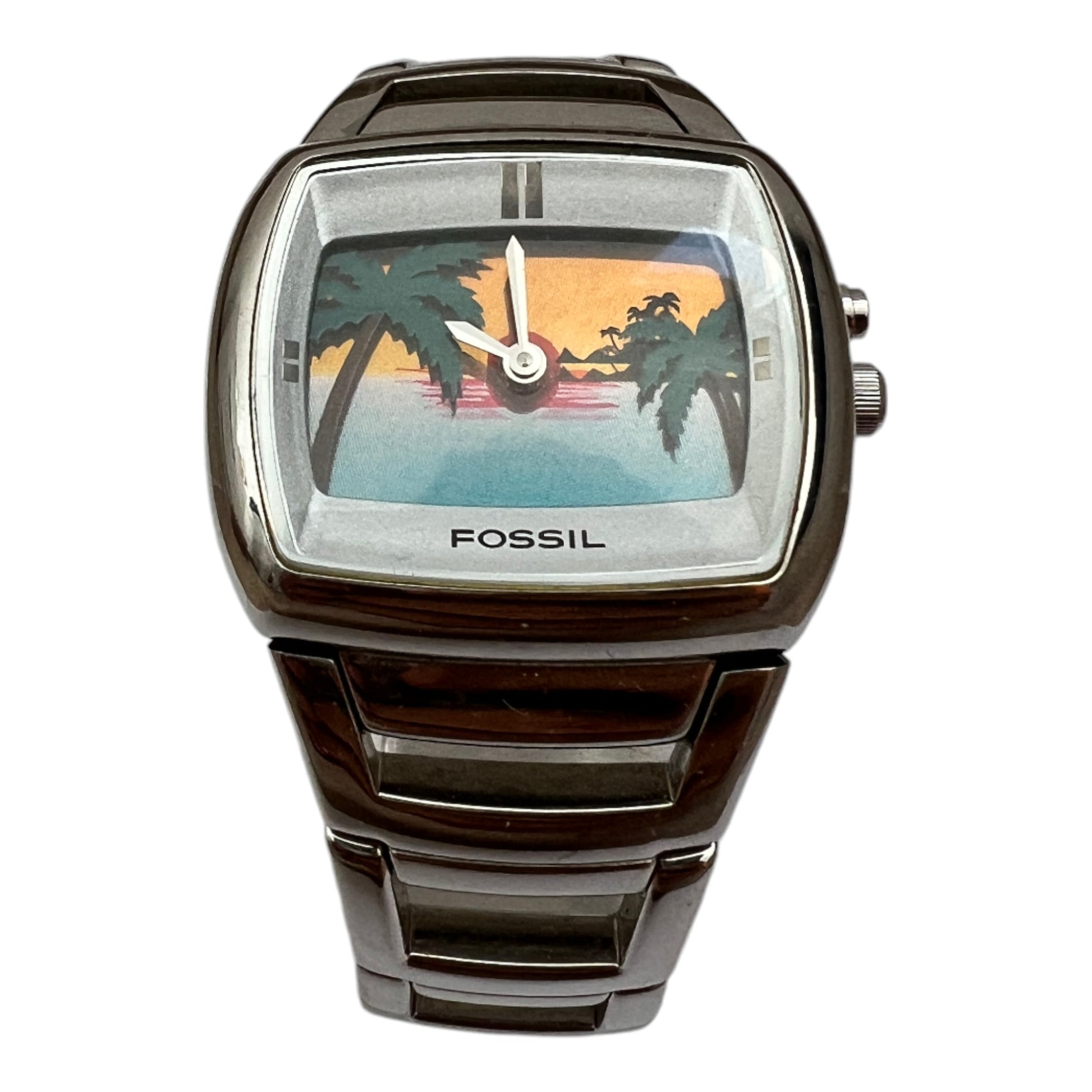 00's Fossil Big Tic Sunset Digital Vintage - cloakerstore