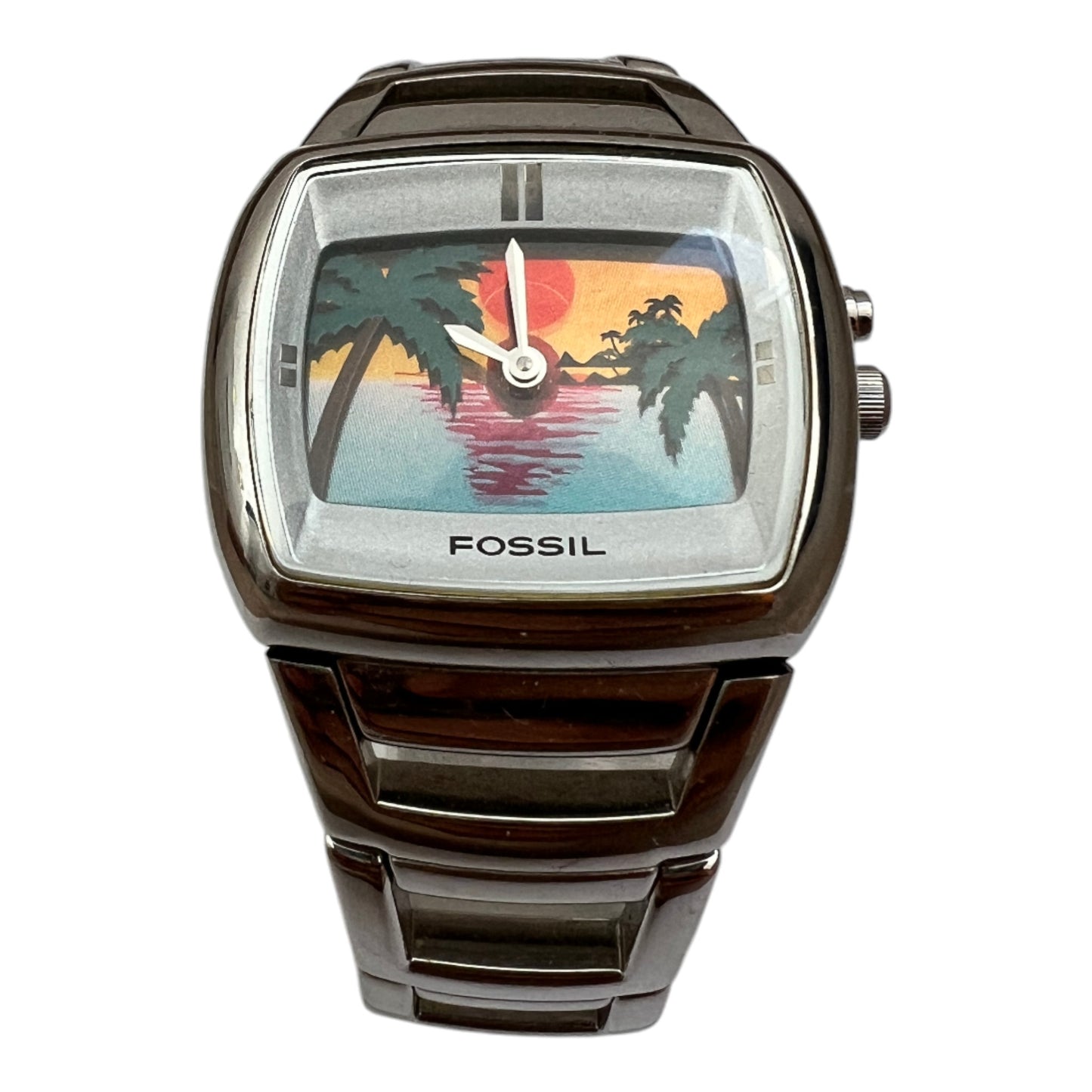 00's Fossil Big Tic Sunset Digital Vintage - cloakerstore