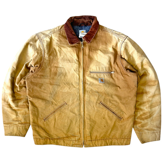 Carhartt Detroit Jacket WorkWear Vintage Distressed Brown - cloakerstore