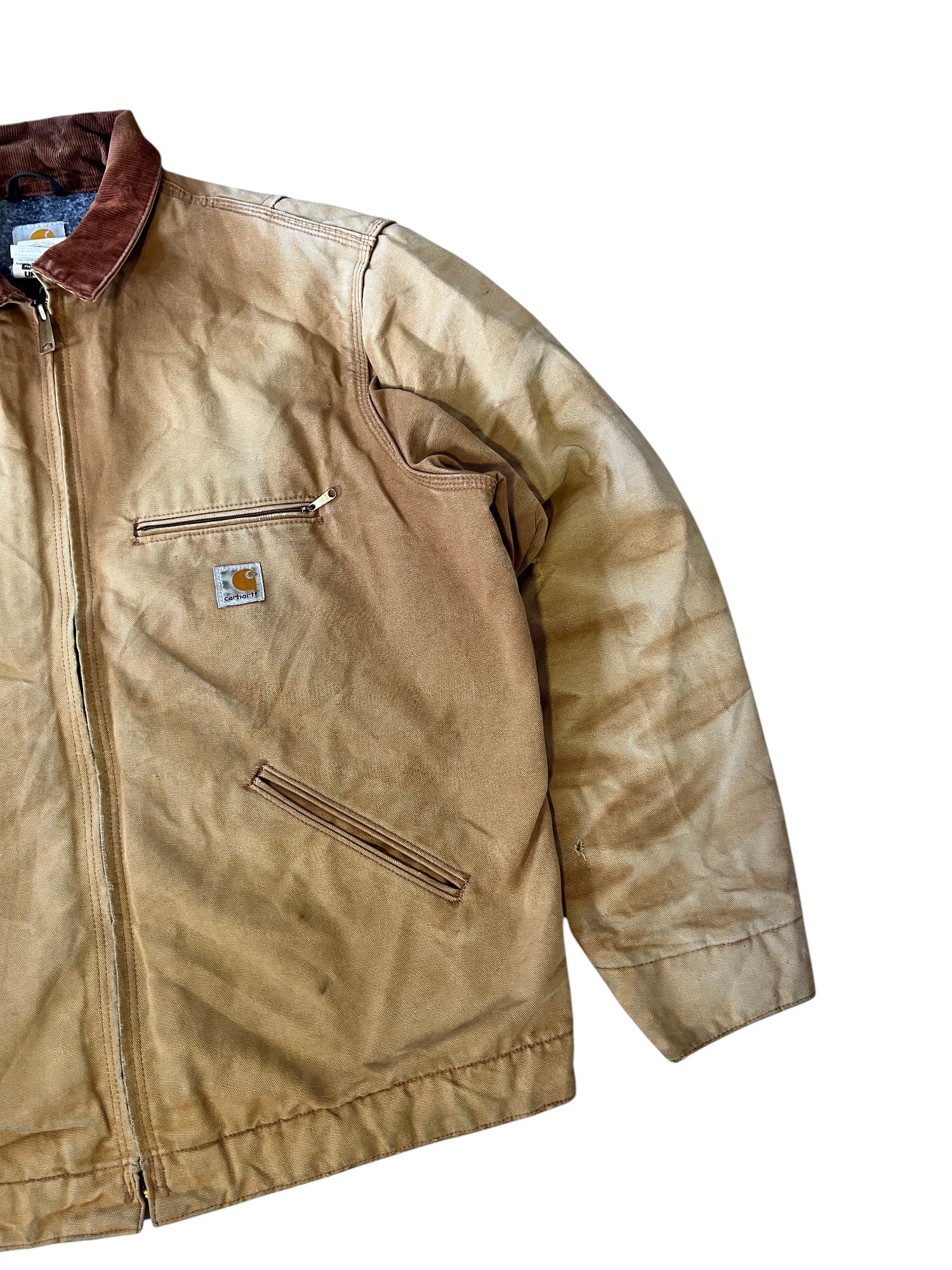 Carhartt Detroit Jacket WorkWear Vintage Distressed Brown - cloakerstore
