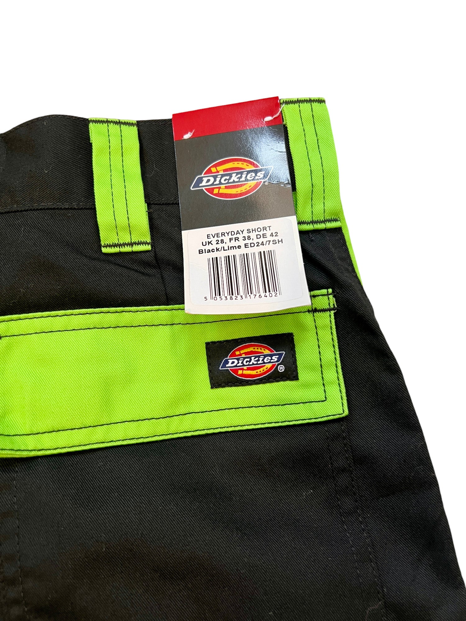Dickies Everyday Shorts Black/Lime New WorkWear - cloakerstore