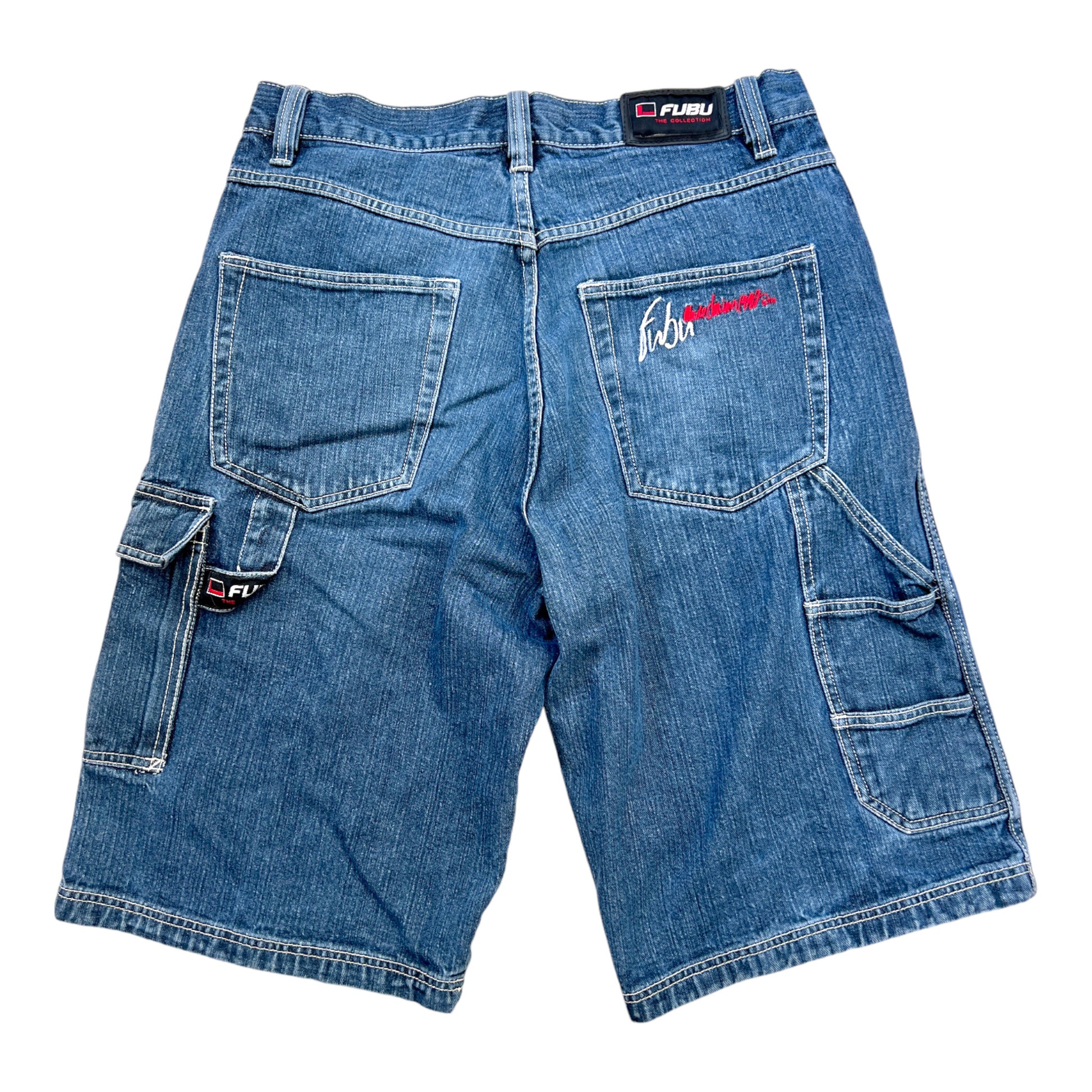 Fubu Premium Vintage Jorts Cargo Denim 2000's - cloakerstore