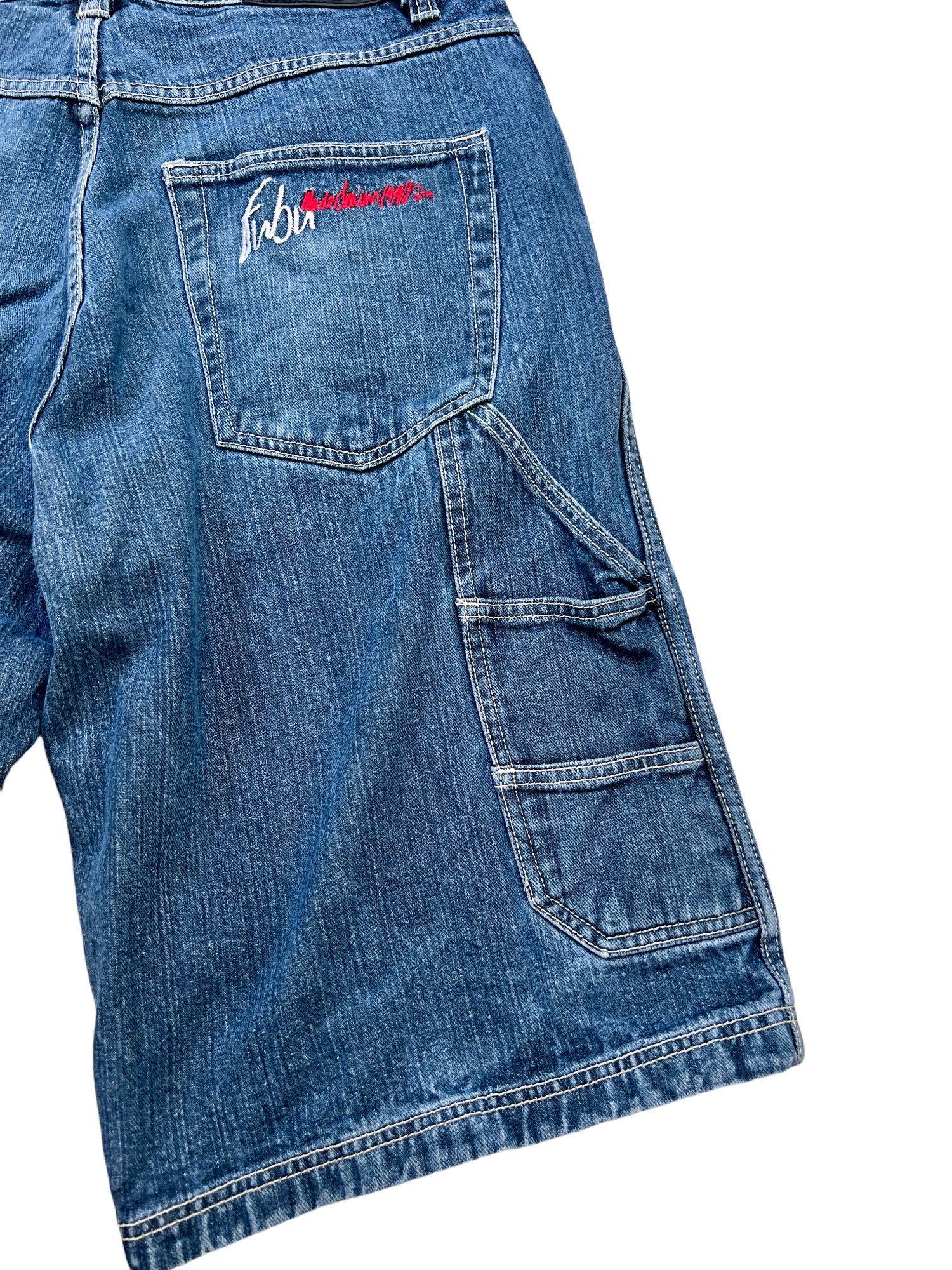 Fubu Premium Vintage Jorts Cargo Denim 2000's - cloakerstore