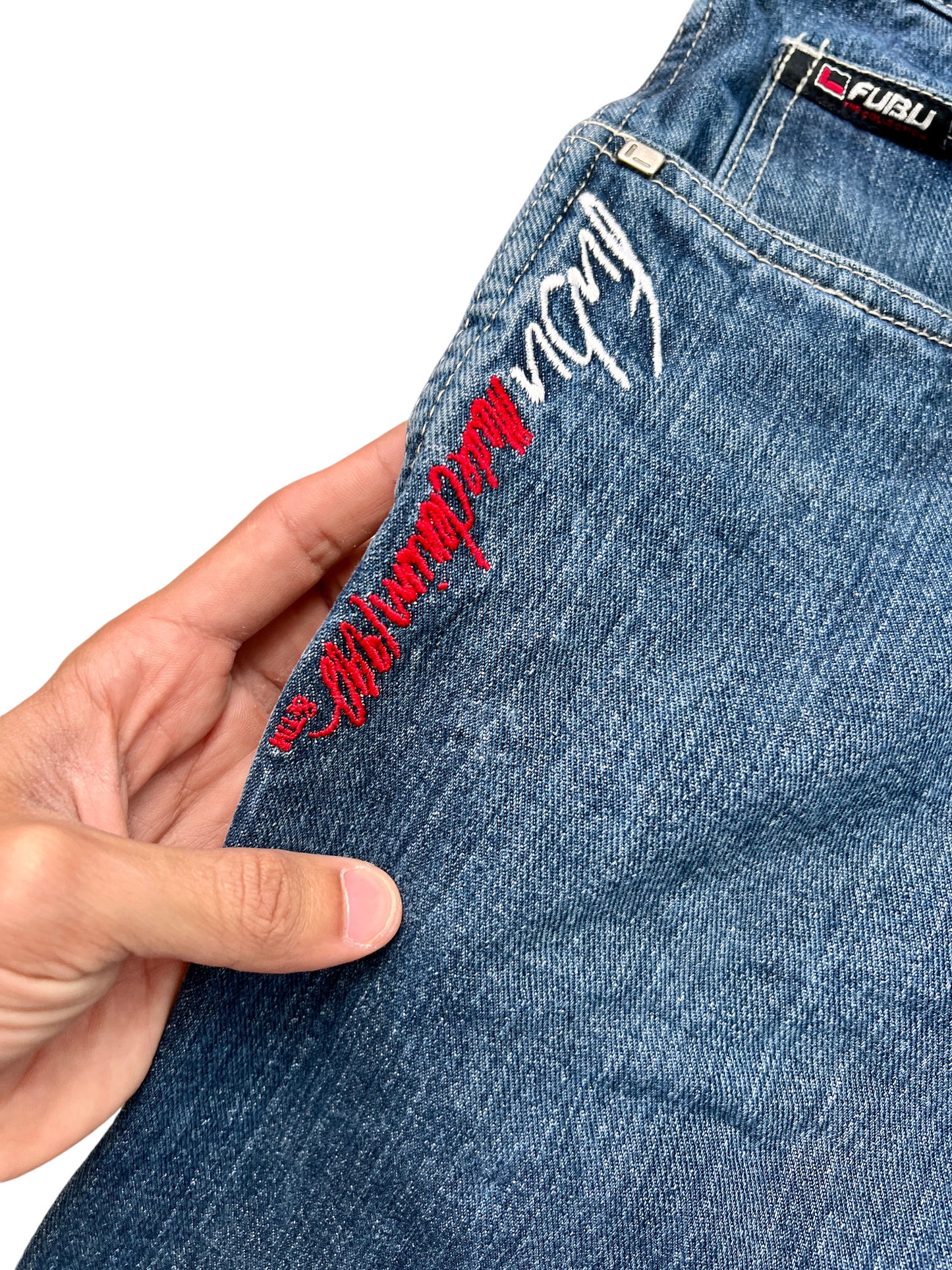 Fubu Premium Vintage Jorts Cargo Denim 2000's - cloakerstore