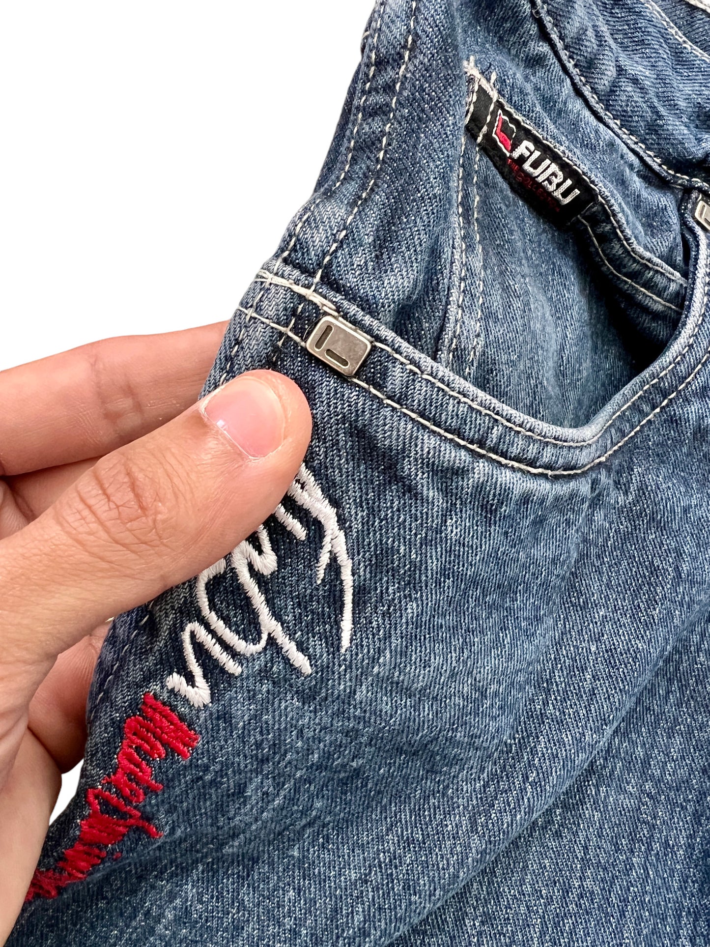 Fubu Premium Vintage Jorts Cargo Denim 2000's - cloakerstore