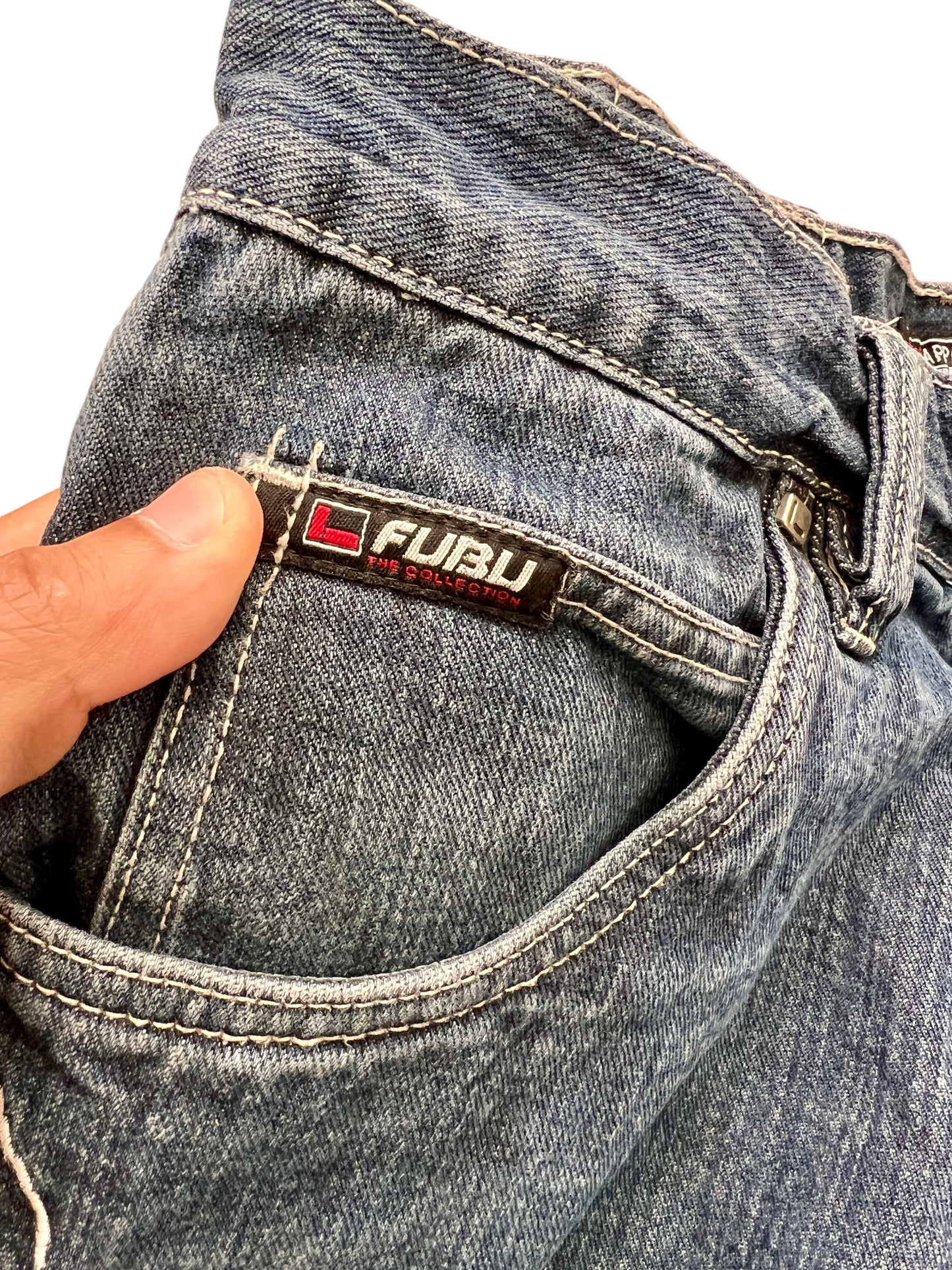 Fubu Premium Vintage Jorts Cargo Denim 2000's - cloakerstore