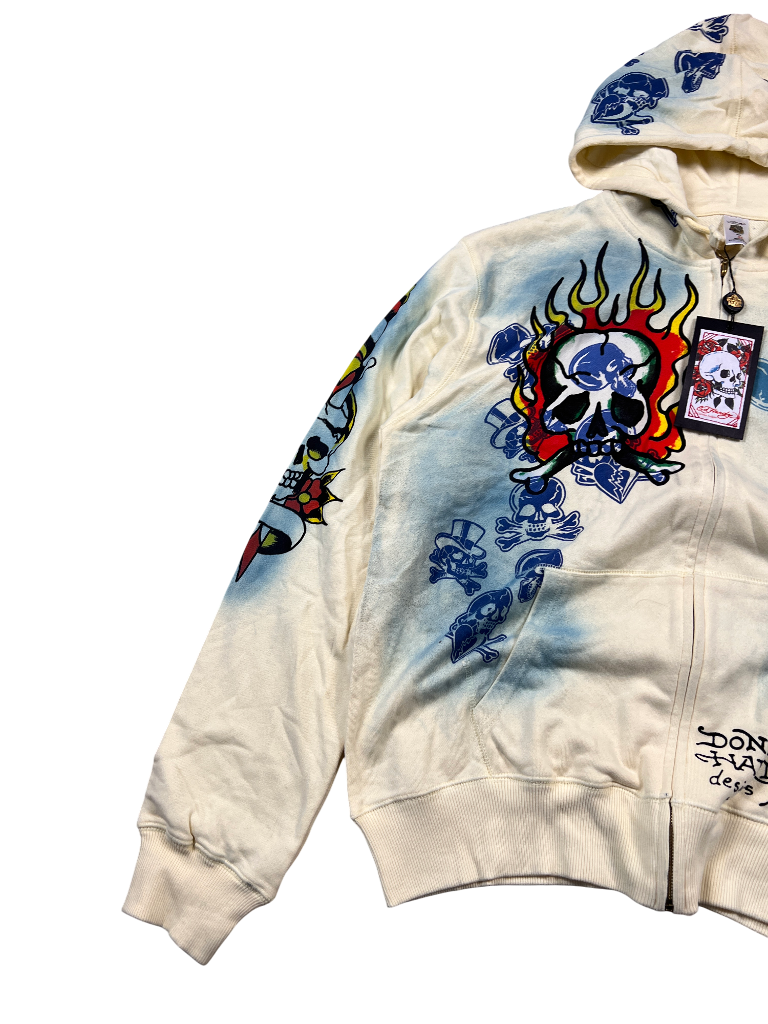 Ed Hardy Flames Skeleton Hoodie - cloakerstore