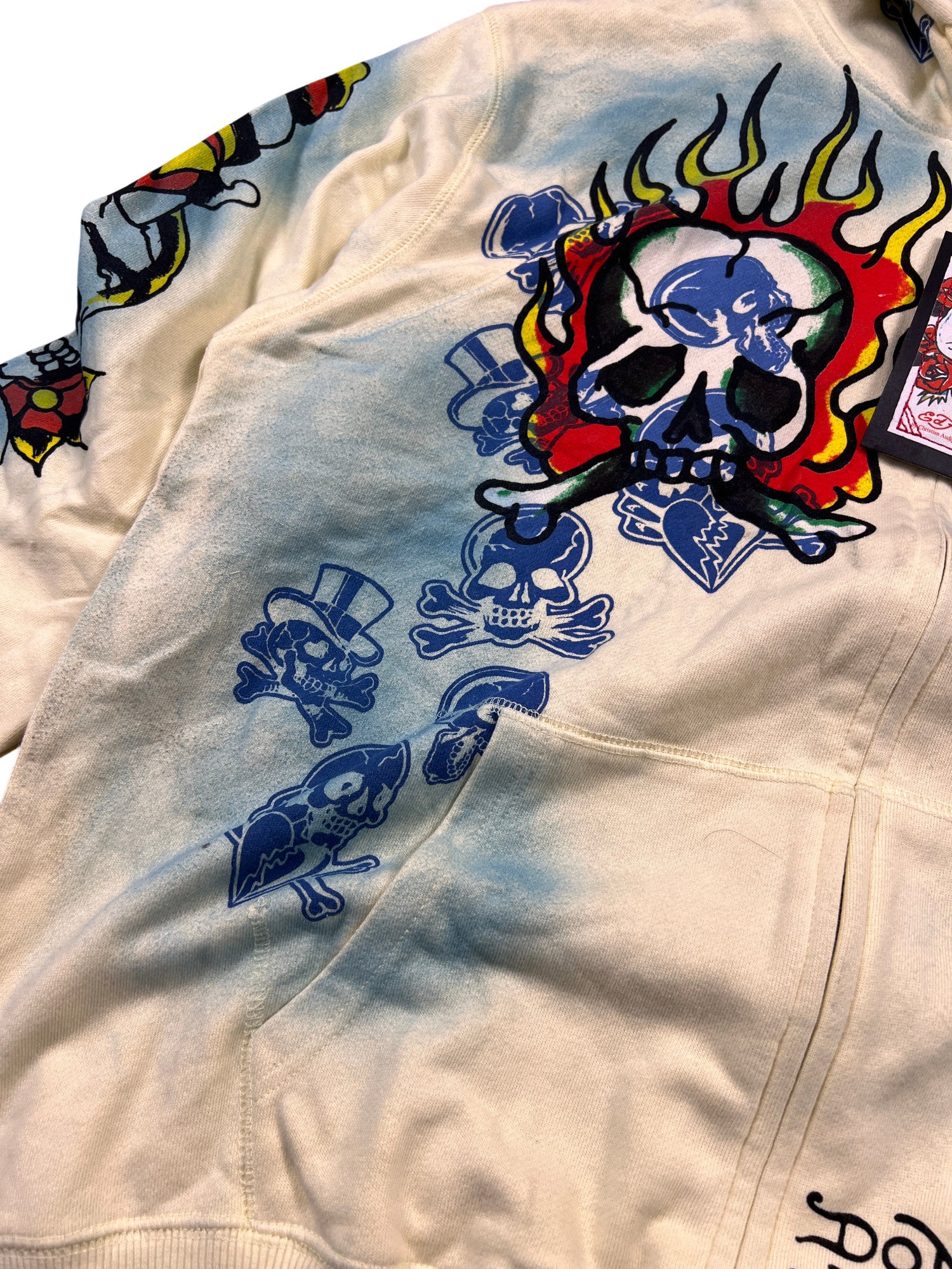 Ed Hardy Flames Skeleton Hoodie - cloakerstore