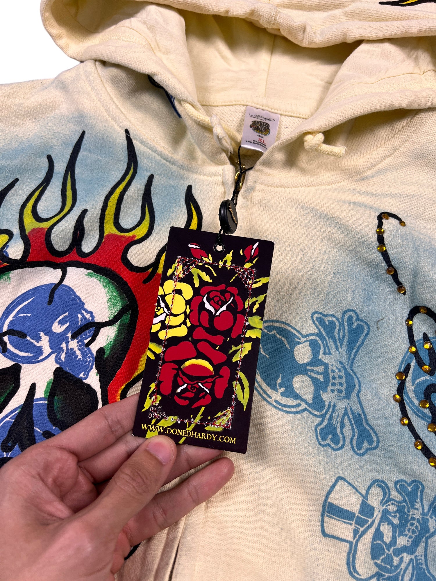 Ed Hardy Flames Skeleton Hoodie - cloakerstore
