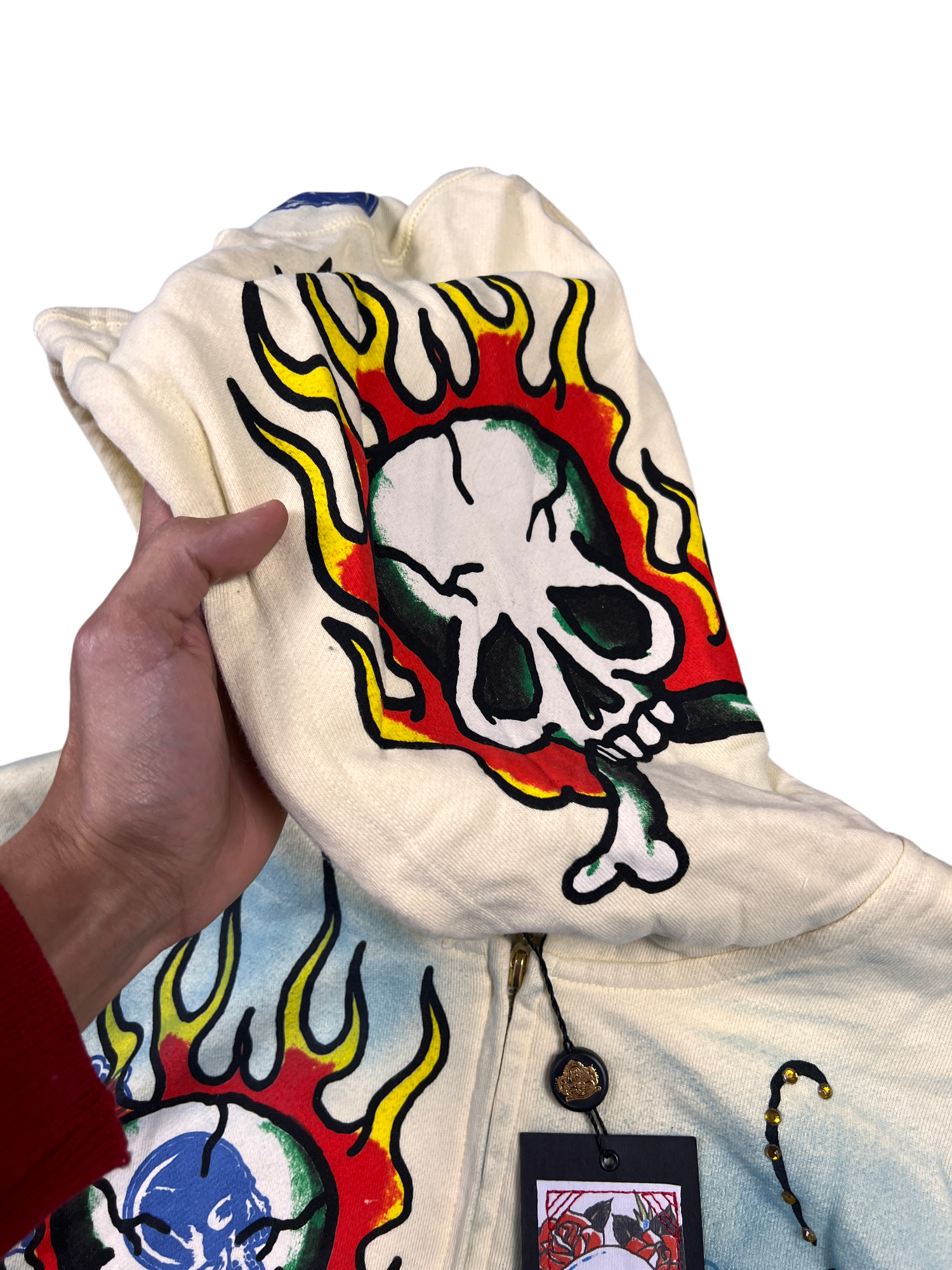 Ed Hardy Flames Skeleton Hoodie - cloakerstore