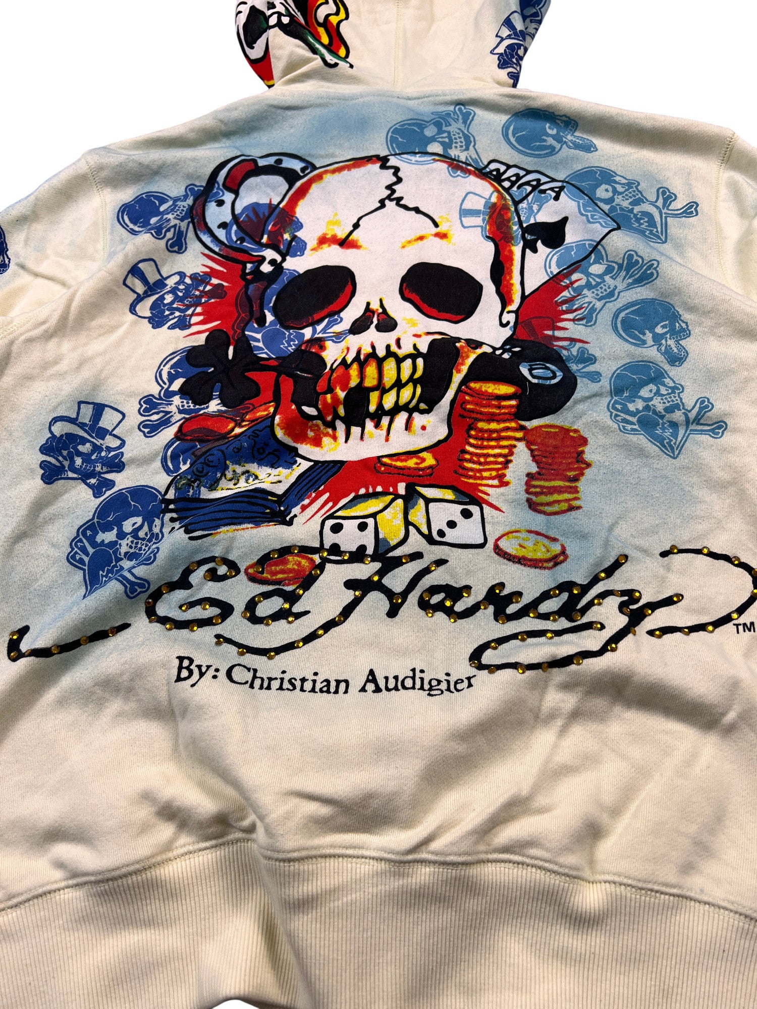 Ed Hardy Flames Skeleton Hoodie - cloakerstore