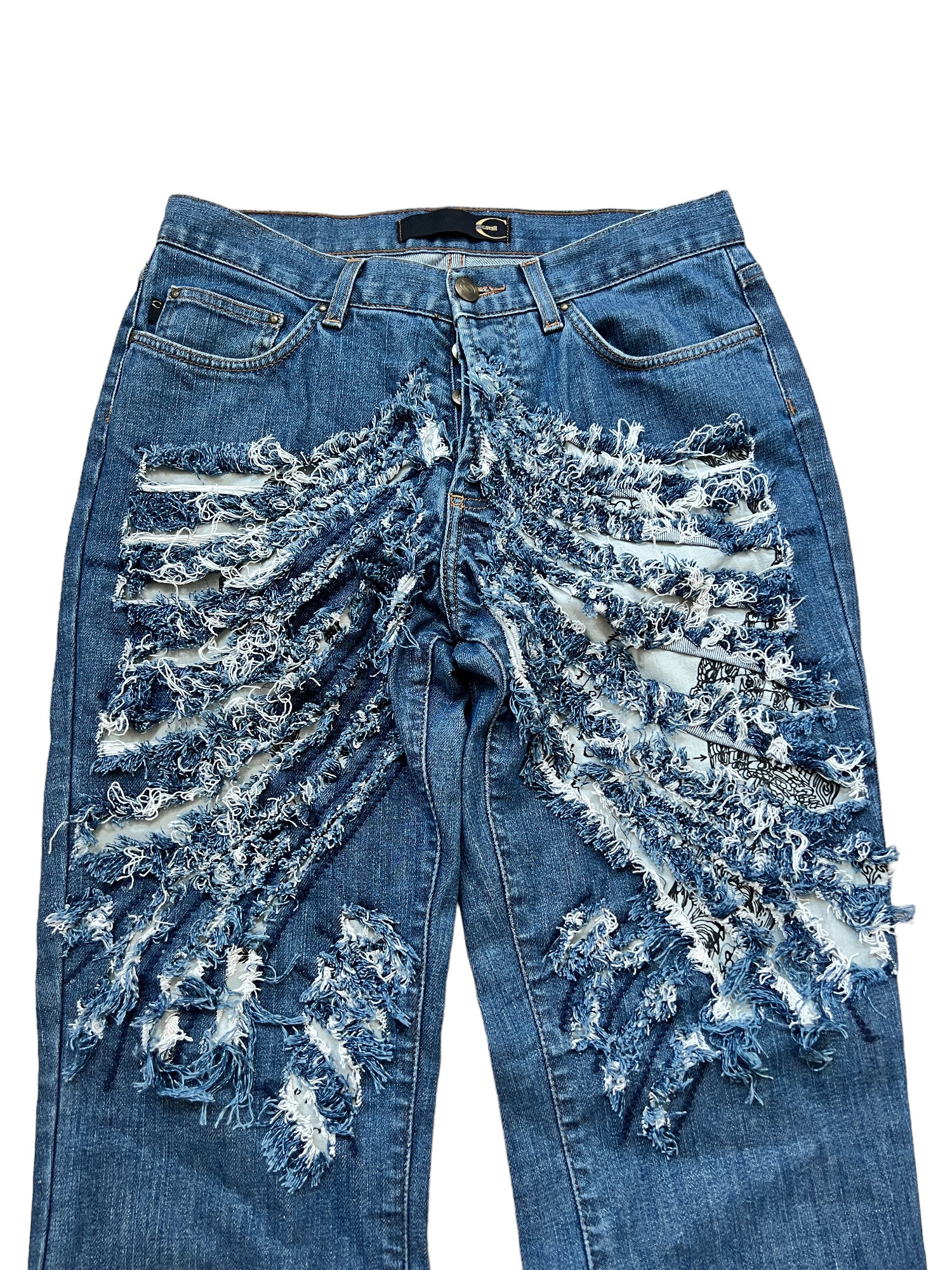 Just Cavalli Distressed Pants Denim Vintage Premium - cloakerstore