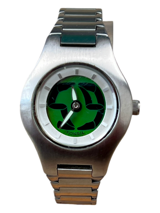 Fossil Big Tic Watch Wrist Green Dial 2001 - cloakerstore